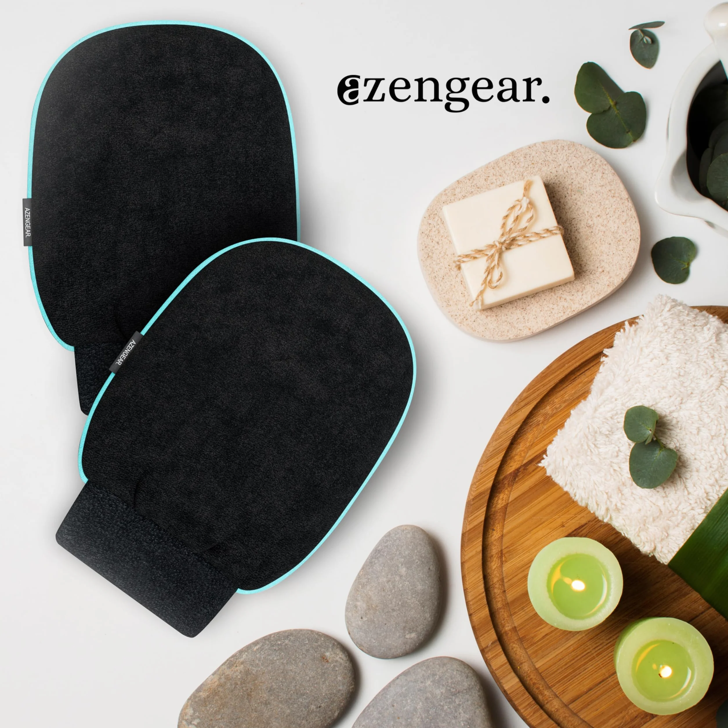 aZengear Gant exfoliant Paire - Gant de gommage profond pour le bain coréen - Élimination des peaux mortes, Noir