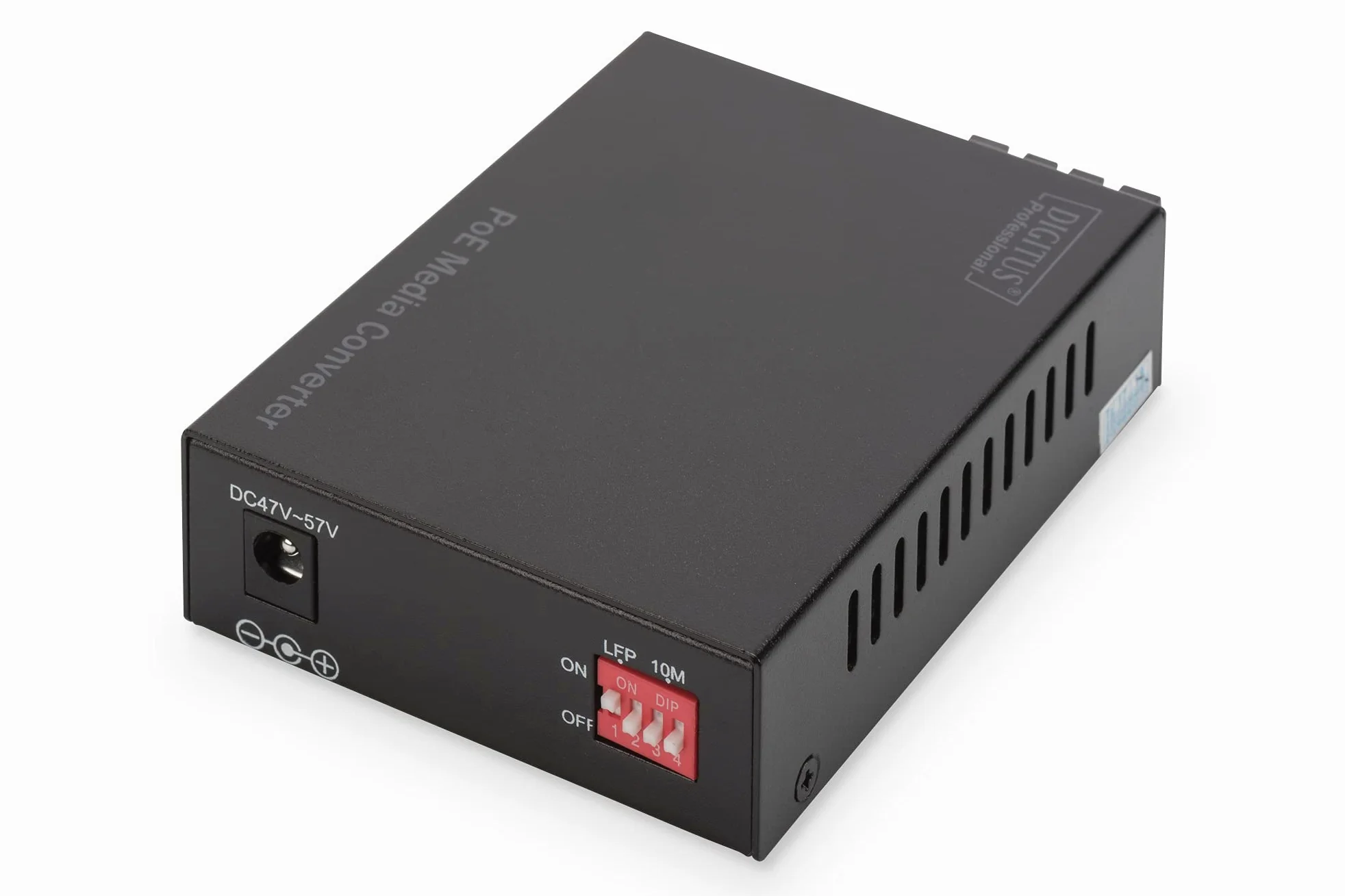 DIGITUS Convertisseur de média Gigabit – RJ45 vers SC Duplex – monomode | Injecteur PoE – 1 Gbit/s – longueur d'onde 1 310 nm – portée jusqu'à 20 km – cuivre vers fibre optique – noir