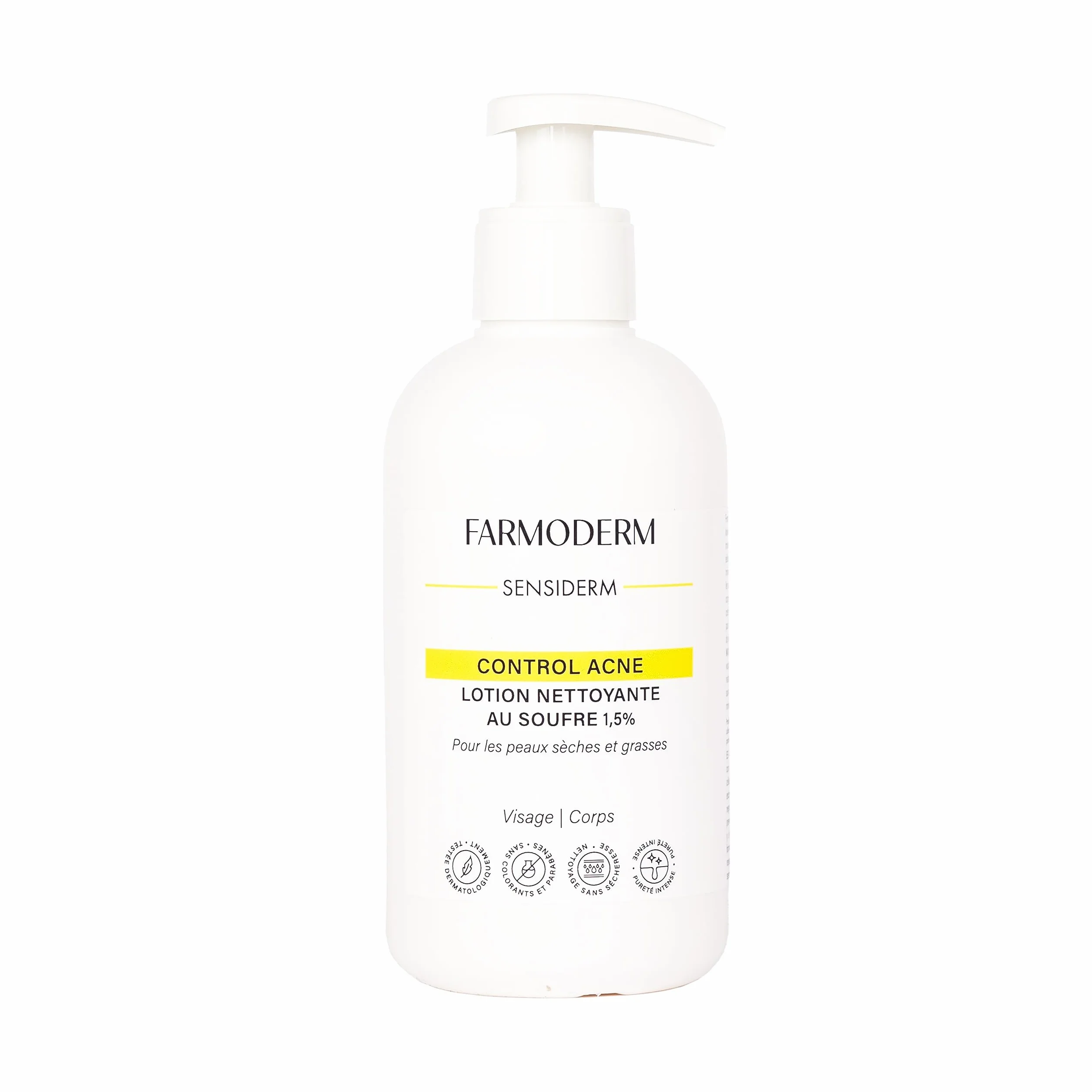 FARMODERM ACNE CONTROL Nettoyant au Soufre 300ml Peau Grasse Anti-impuretés Anti Boutons Points Noirs