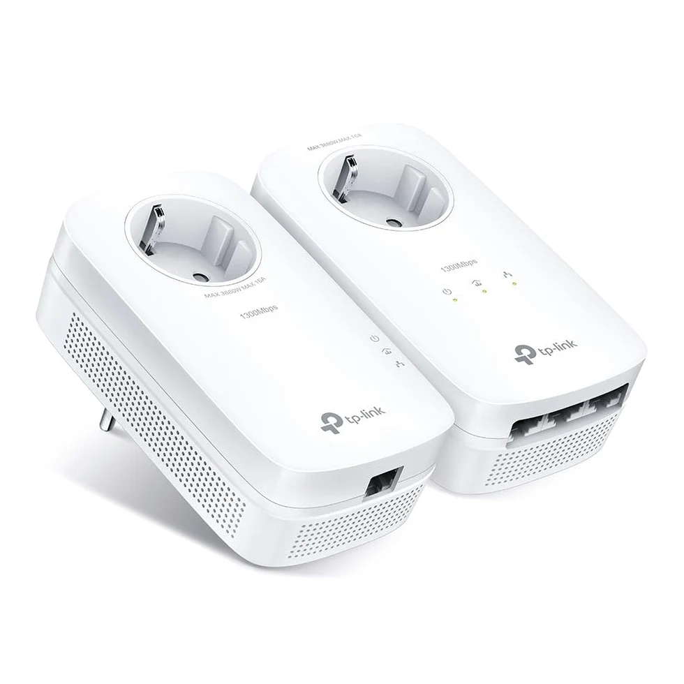 TP-Link Av1300 - Gigabit Passthrough Powerline Starter Kit - Bridge - Gige, Homeplug Av (hpav), Homeplug Av (hpav) 2.0, Ieee 1901 - An Wandsteckdose