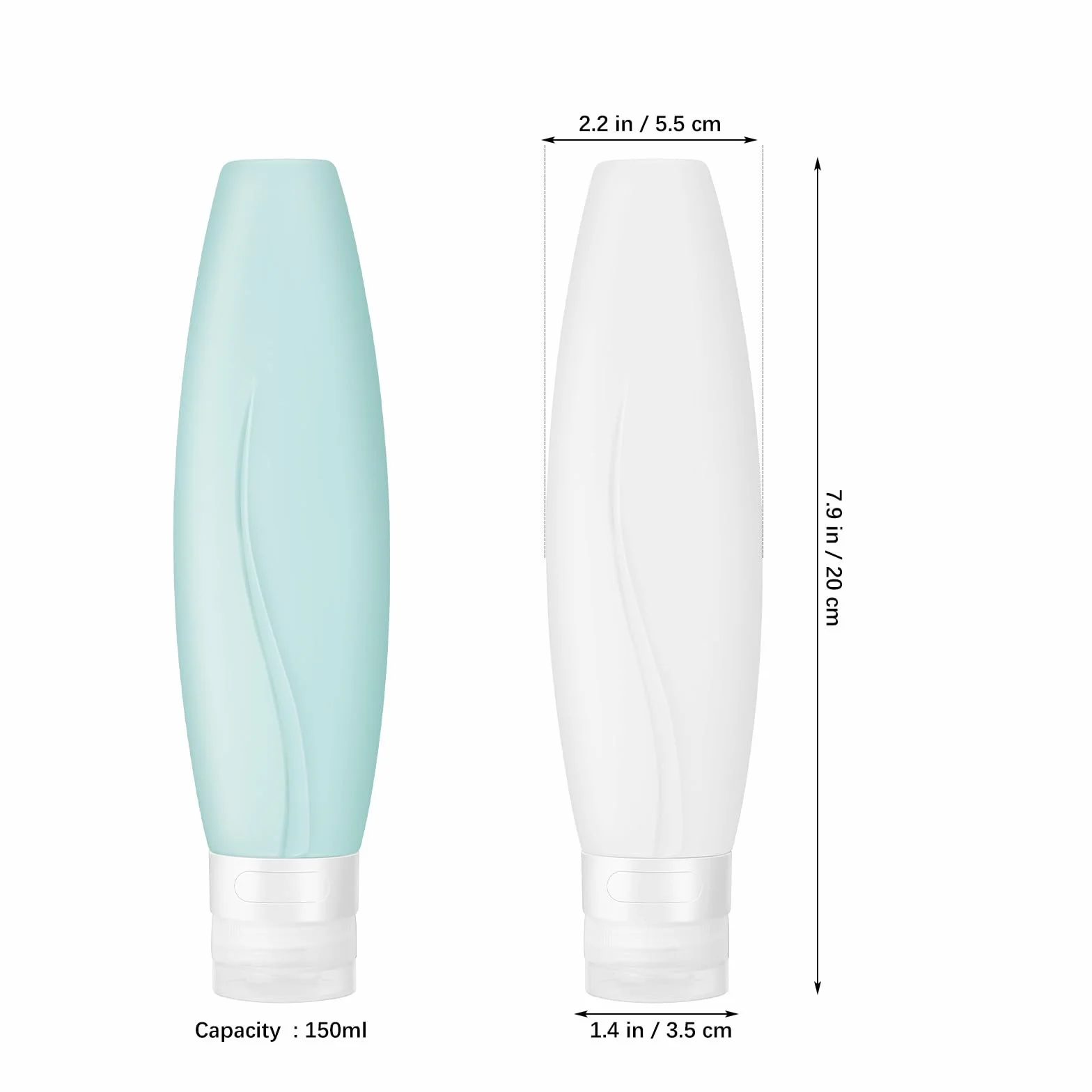 Garneck Lot de 2 bouteilles de voyage en silicone rechargeables 150 ml