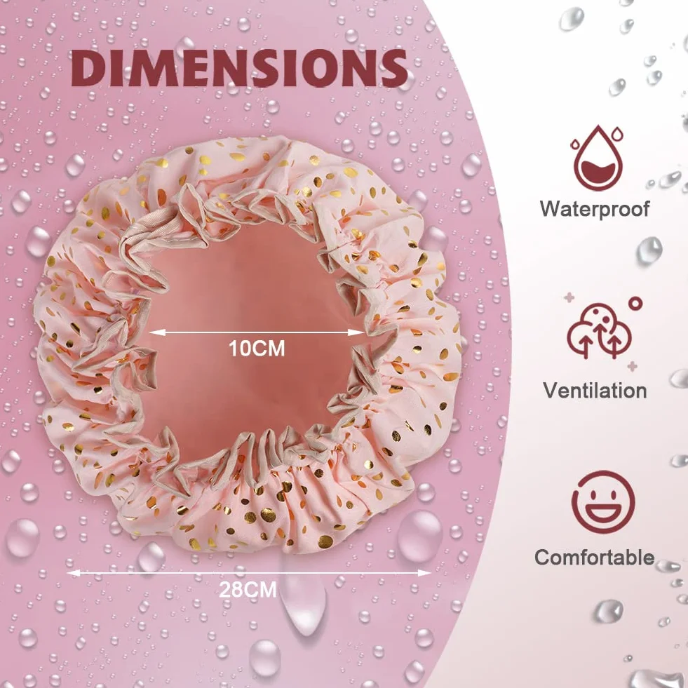 AOOWU Bonnet de Douche Étanche 2 Pièces Bonnets de Bain Réutilisables avec Bandes Élastiques