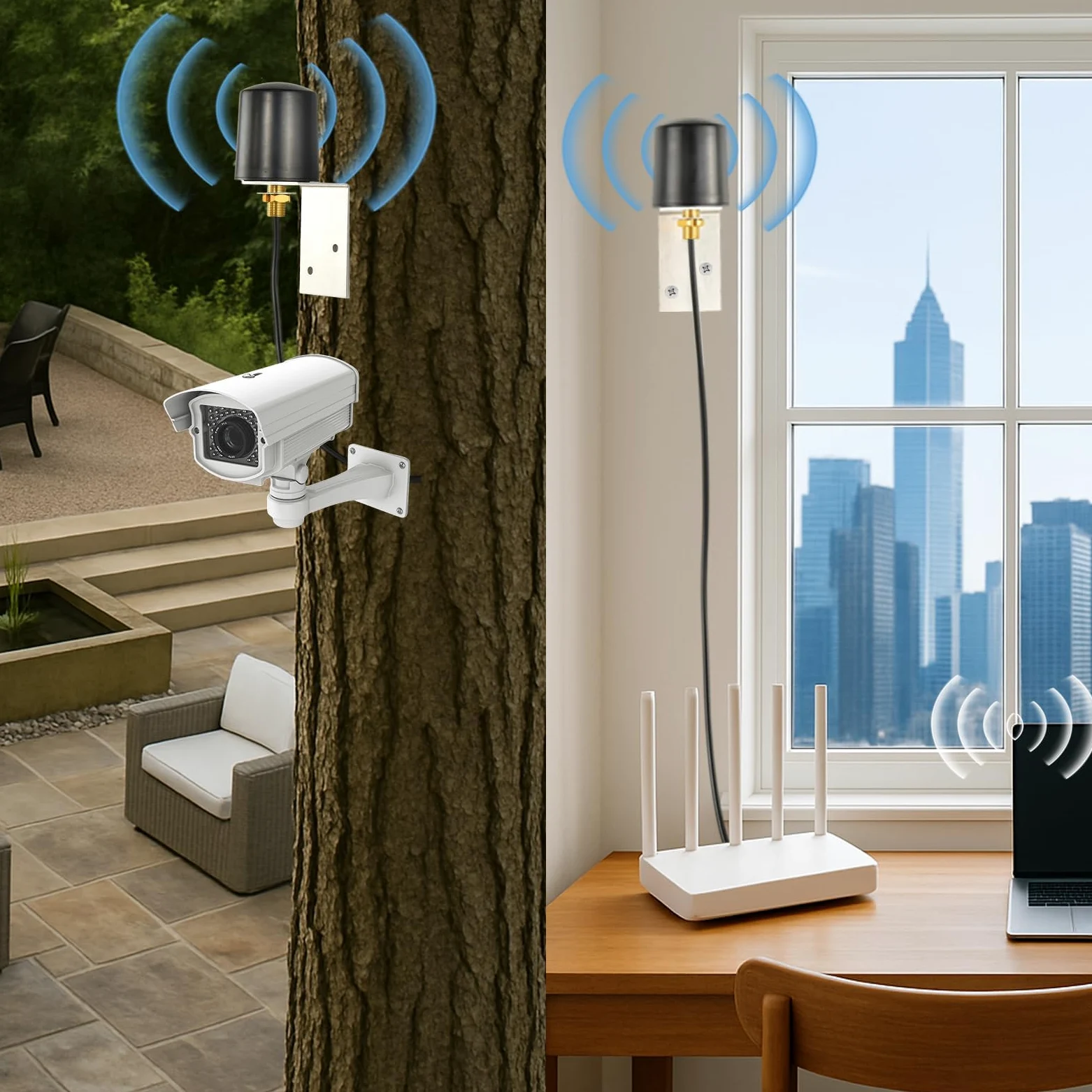 Antenne MIMO 5G 4G LTE 600-6000 MHz Antenne 5 dBi Omnidirectionnelle Extérieure avec Câbles BMR200 SMA Mâle 5M et Adaptateurs TS9 pour Routeur Passerelle Modem WiFi IoT ISM