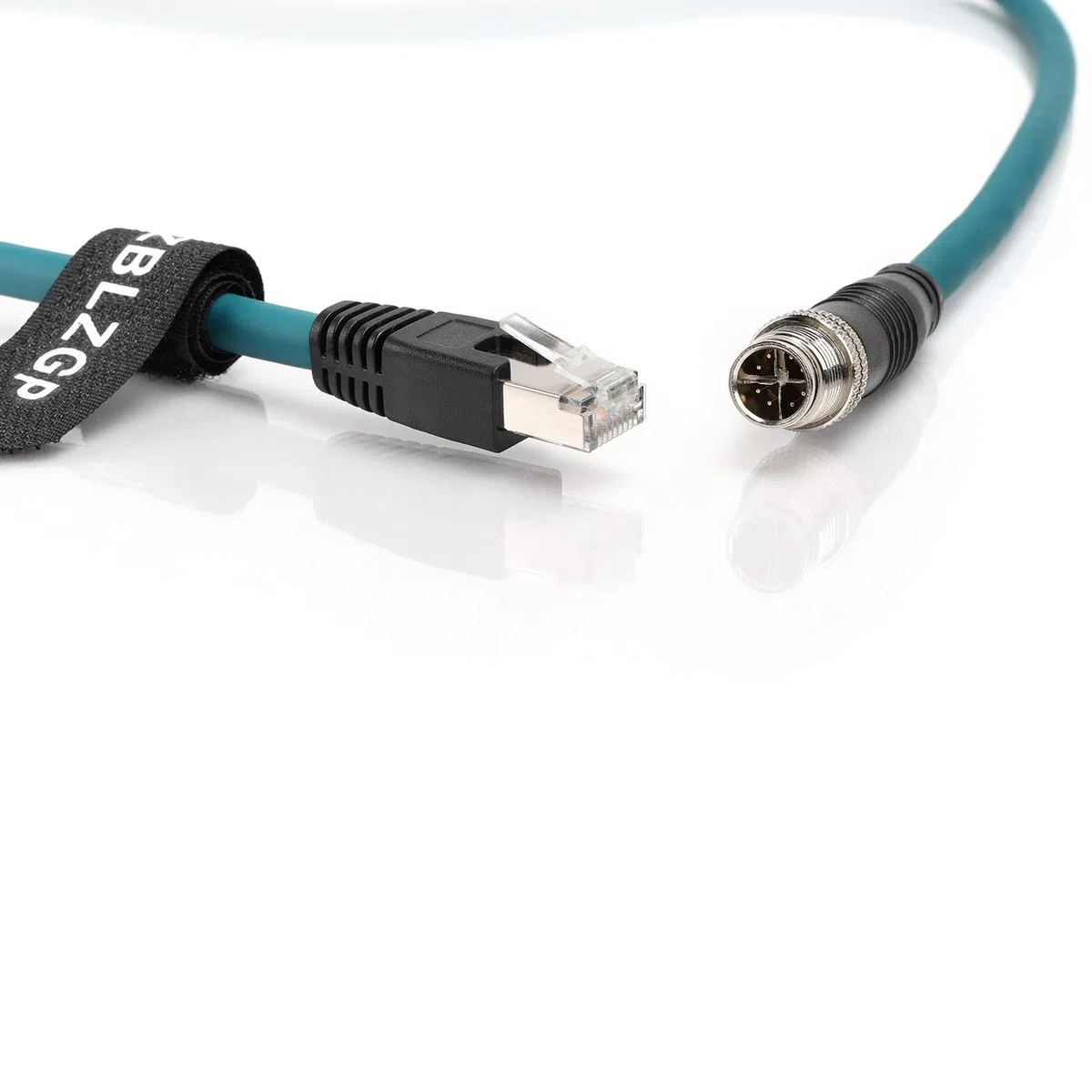 Câble blindé Ethernet M12 8 broches X-Code mâle vers RJ45 Cat7e pour caméra industrielle Cognex (code X droit, vert foncé, 50 m)
