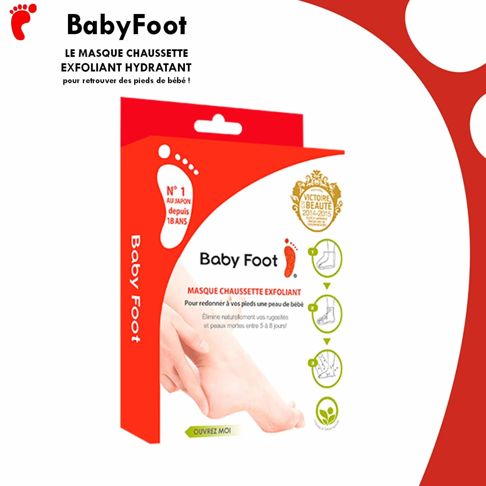 BABY FOOT Masque Chaussette Exfoliant Pieds Anti Callosités Peaux Mortes Fabriqué au Japon 1 Paire