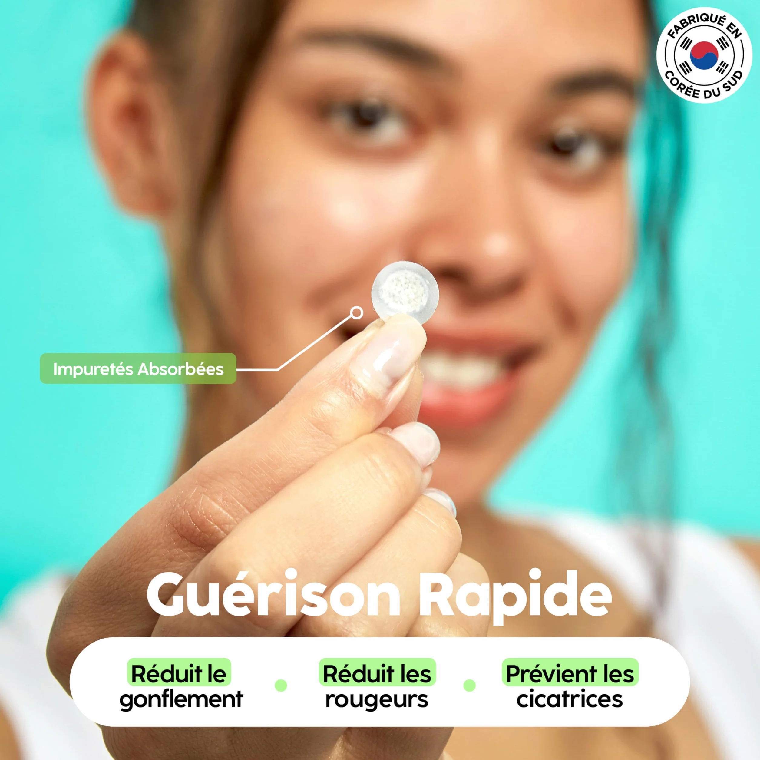 Patch Boutons Hydrocolloïde Coréen Anti-Acné Invisibles 102 Unités 2 Tailles Végétalien