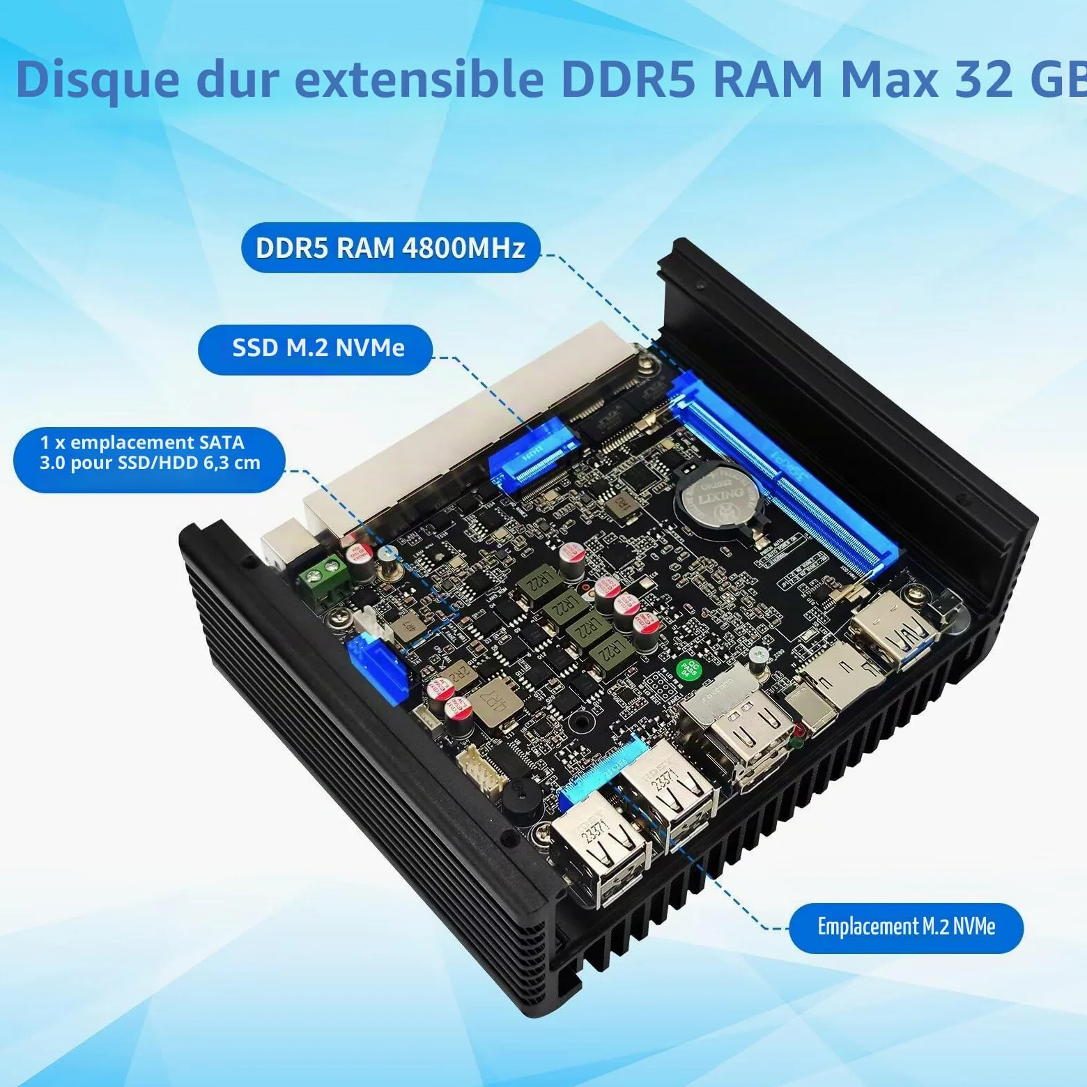Micro Firewall N150 Fanless Mini PC, DDR5 8GB RAM 128GB SSD Router Appliance Computer, Support OS, OPNsense, 6 x 2.5Gbe i226-V Ethernet, TF, Type C, AES-NI