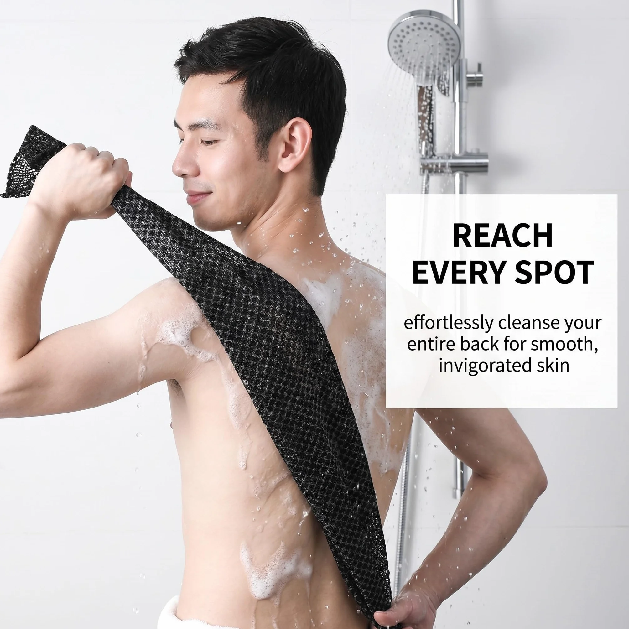 Serviette exfoliante douche Brosse pour le dos Lavage Dos Noir