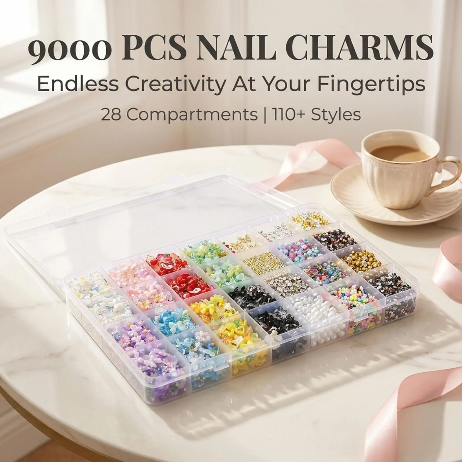 3D nail charms Set – Kit de charms pour ongles Y2K, 110 styles strass, perles, papillons DIY décoration ongulaire