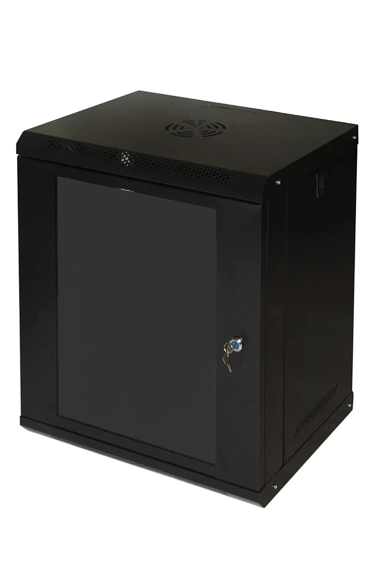 Armoire Rack 19" 9U LINK SÉRIE LUMIÈRE Couleur Noir avec Porte Verre (AxPxL) MM 600X400X530 Étagère Incluse