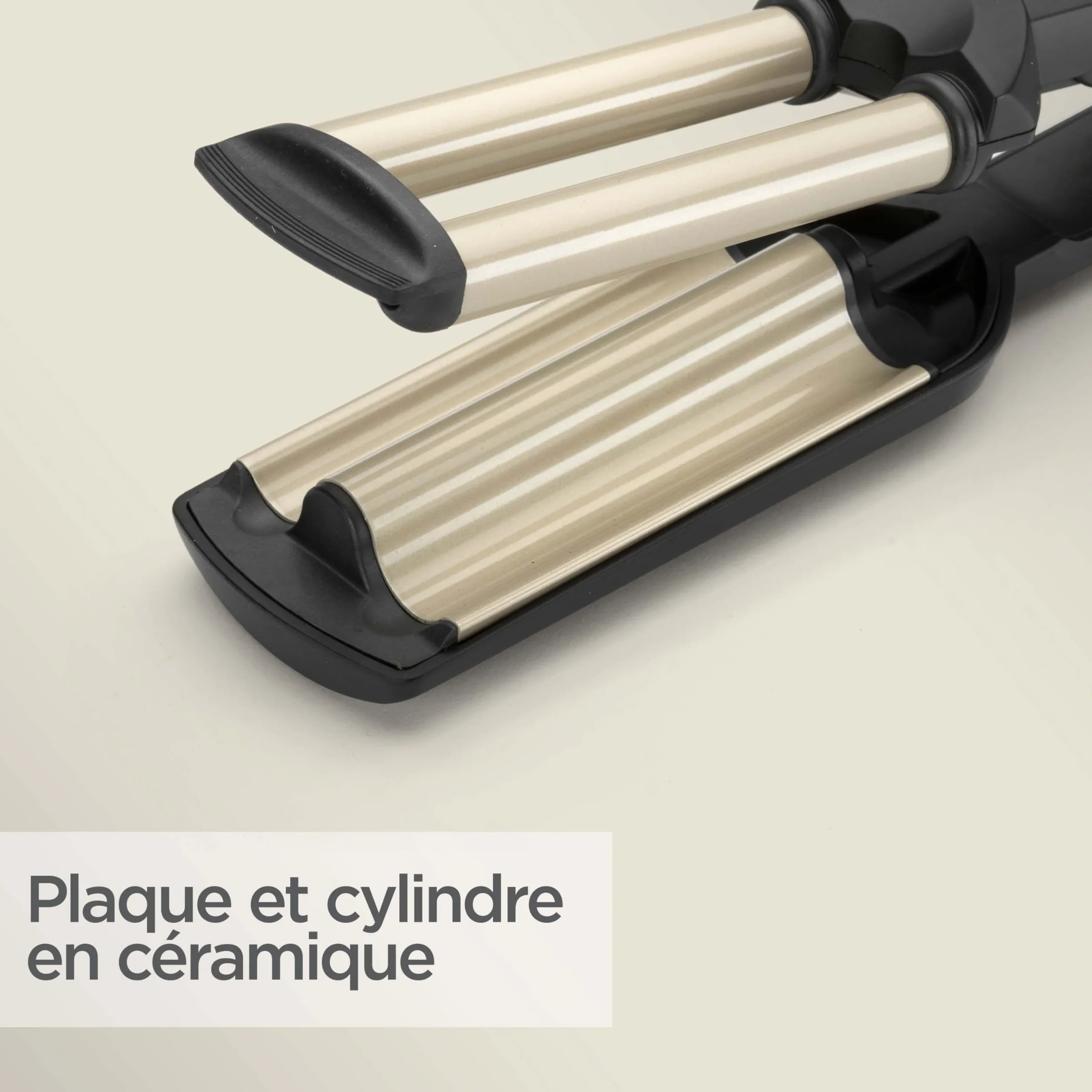BaByliss Easy Waves C260E Fer à Boucler Revêtement Titane-céramique 3 Réglages de Température Doré Noir