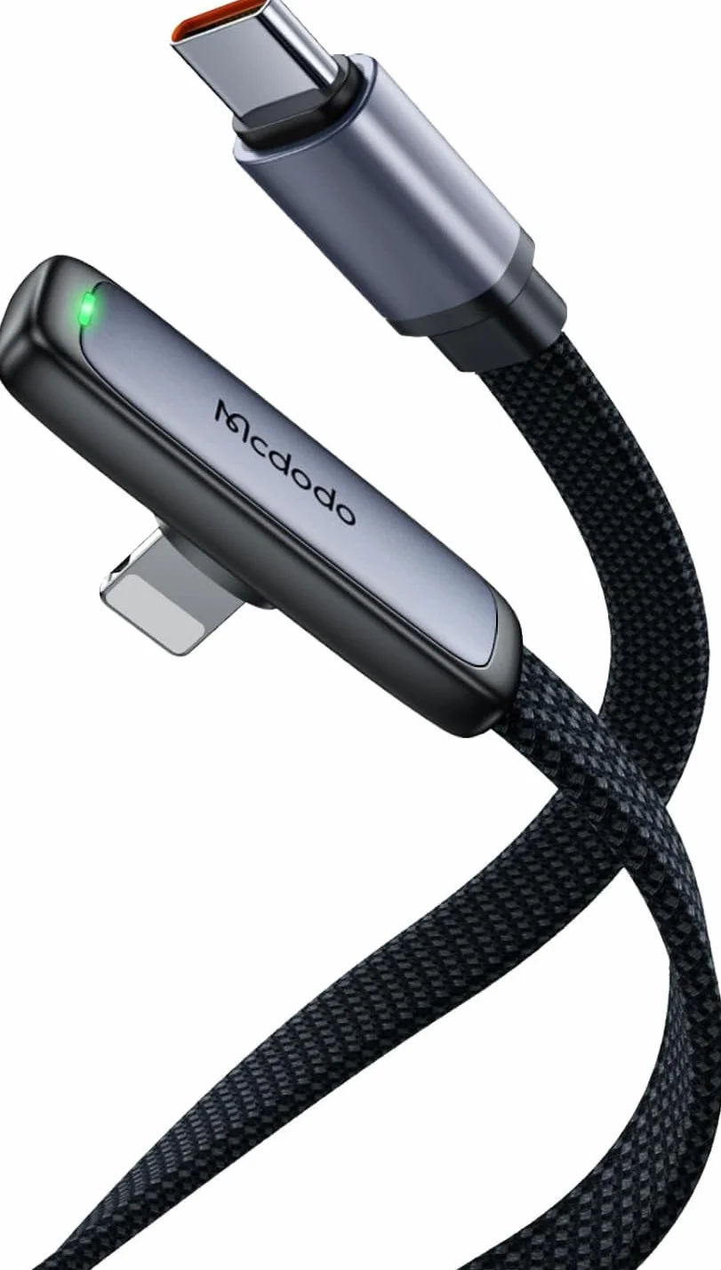 mcdodo Câble USB C vers Lightning 36 W - Chargeur court à 90° en nylon - Pour iPhone 14, 13, 12, 11, XS, XR, X, 8, 7, 6s, 6, iPad