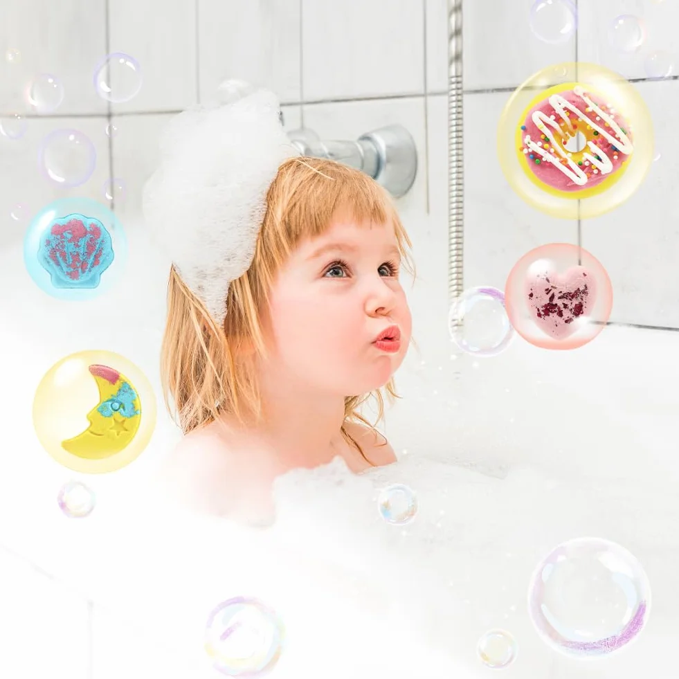 LOPHE Bombes de Bain 6 pcs Coffret Cadeau Boules de Bain Moussant aux Huiles Essentielles Végétalien Sans Cruauté