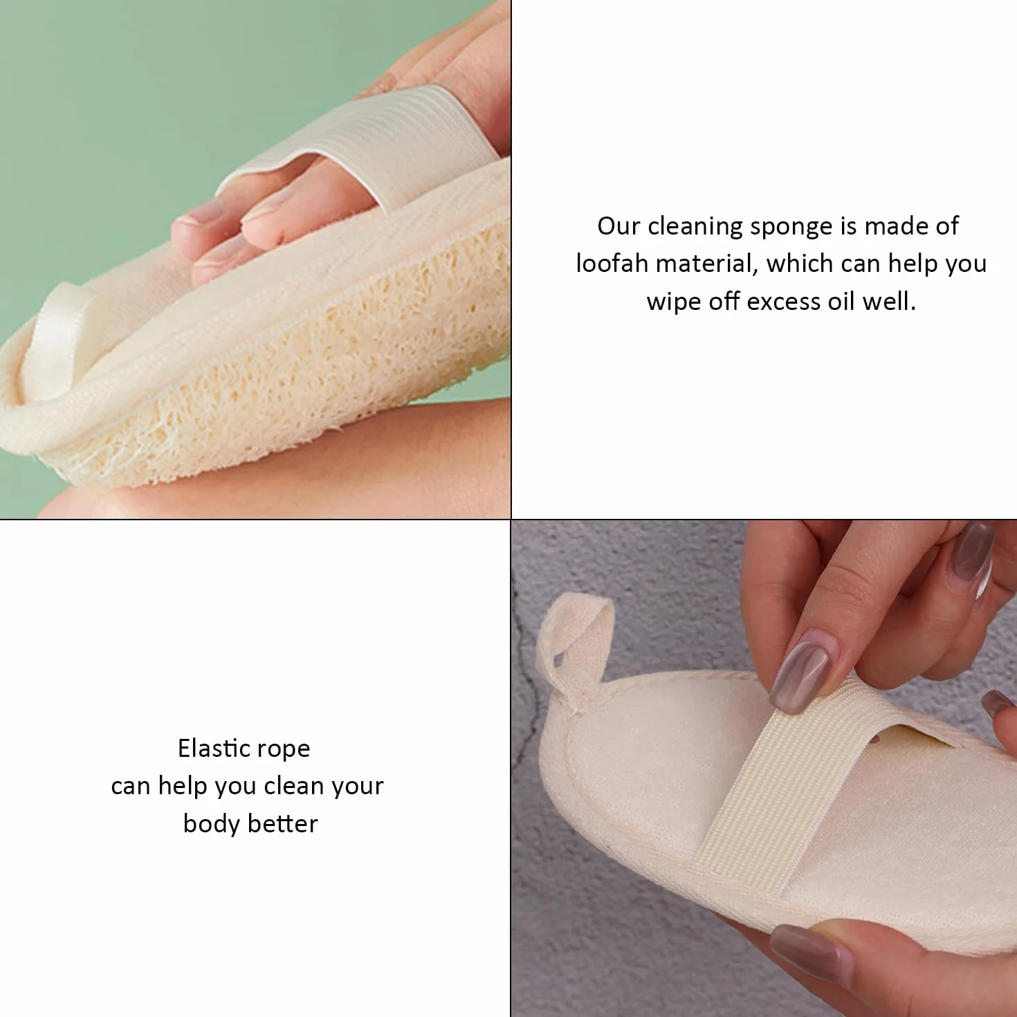 Serviettes de bain en luffa beige lot de 5 avec sac de rangement