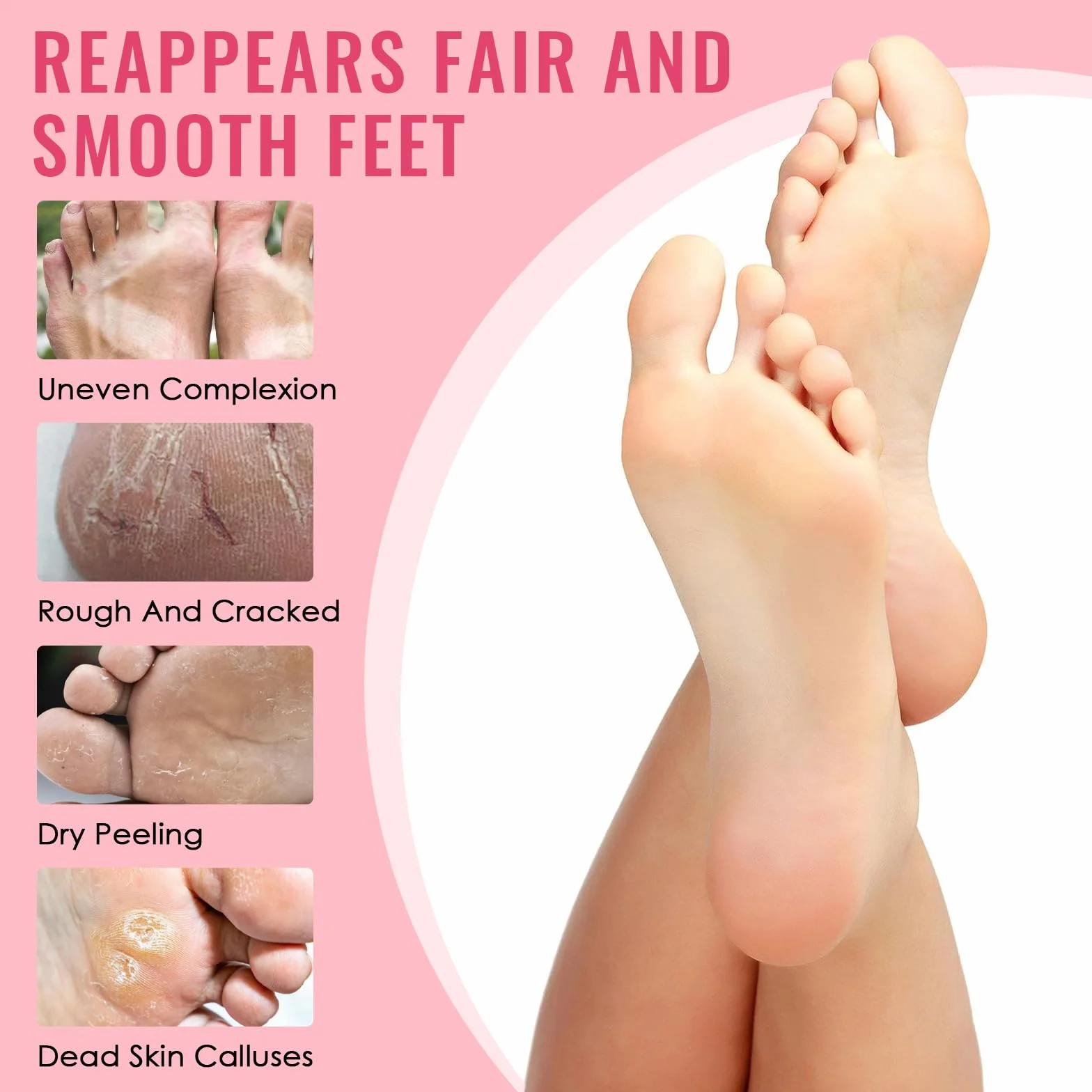 Masque Pieds Peeling Exfoliant Aloe Vera Avocat, Soin Hydratant pour Callosités et Crevasses, Femmes & Hommes