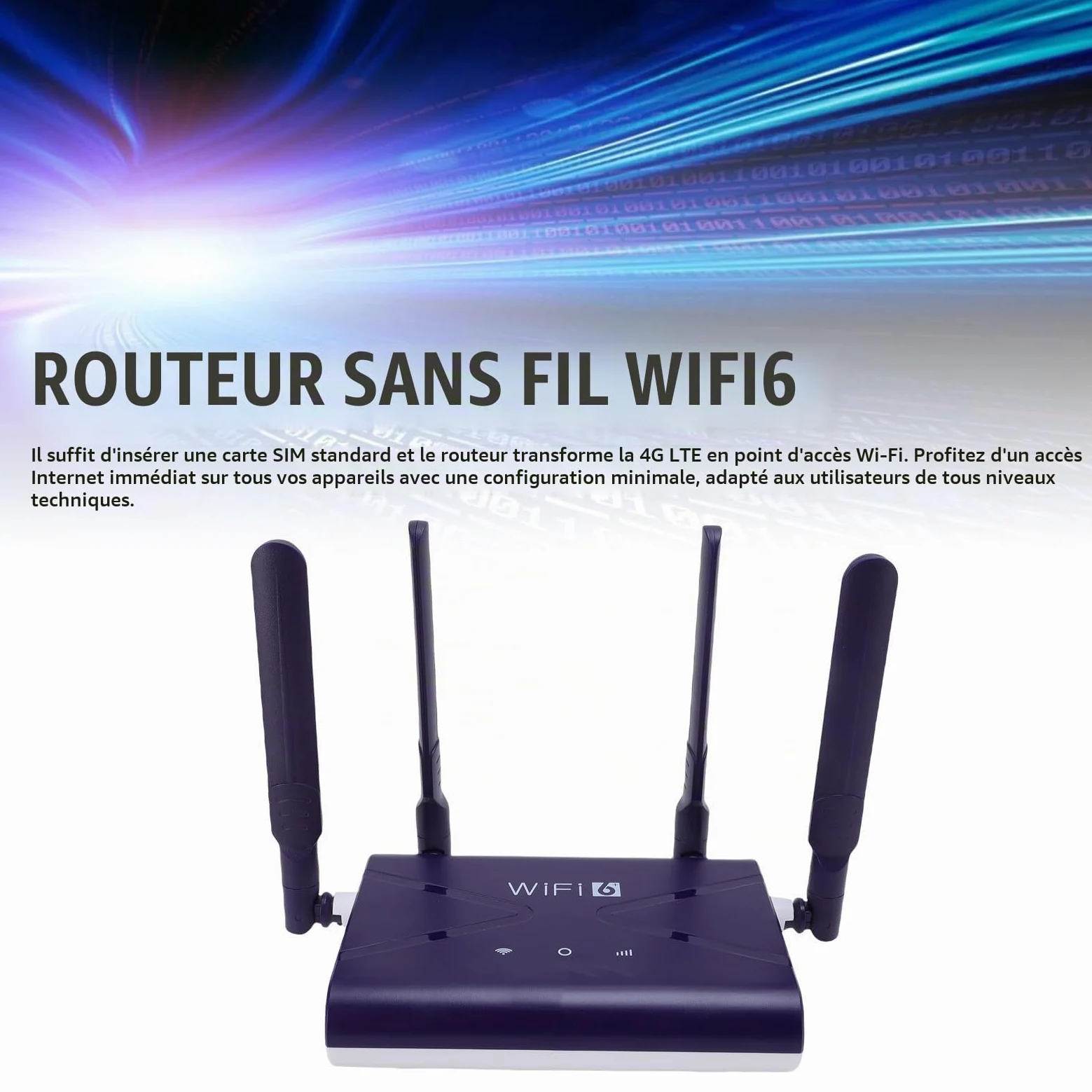 Acouto Routeur WiFi6 300Mbps 4G 5G CPE LTE Routeur avec Emplacement pour Carte SIM 4 Antennes pour Téléphone Portable PC Support avec Bandes Compatibles WiFi6Routeur LTE 300MbpsRouteur CPERouteur 4G