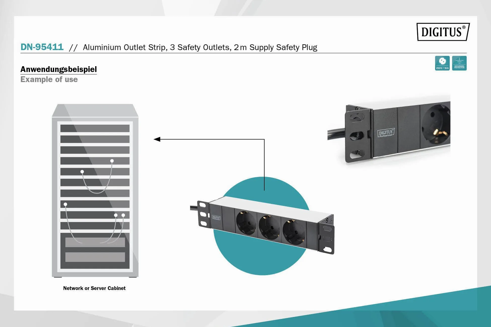 DIGITUS Set: Armoire réseau 10" 6U + Bloc multiprise PDU 3 Ports // Rack 10 Pouces - Montage Mural - h x l x p 330 x 312 x 300 mm - Charge 30kg - Profondeur utile 240mm - Noir