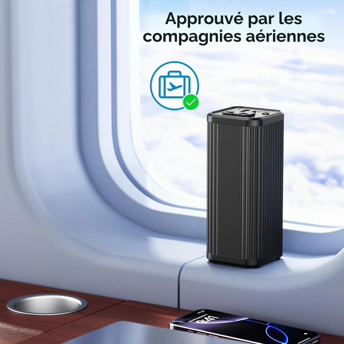 Batterie externe portable pour ordinateur portable, 27 000 mAh 100 W AC, PD 65 W, double voie, charge rapide, batterie externe pour MacBook Air, iPad, iPhone, caméra embarquée, camping, voyage - N22