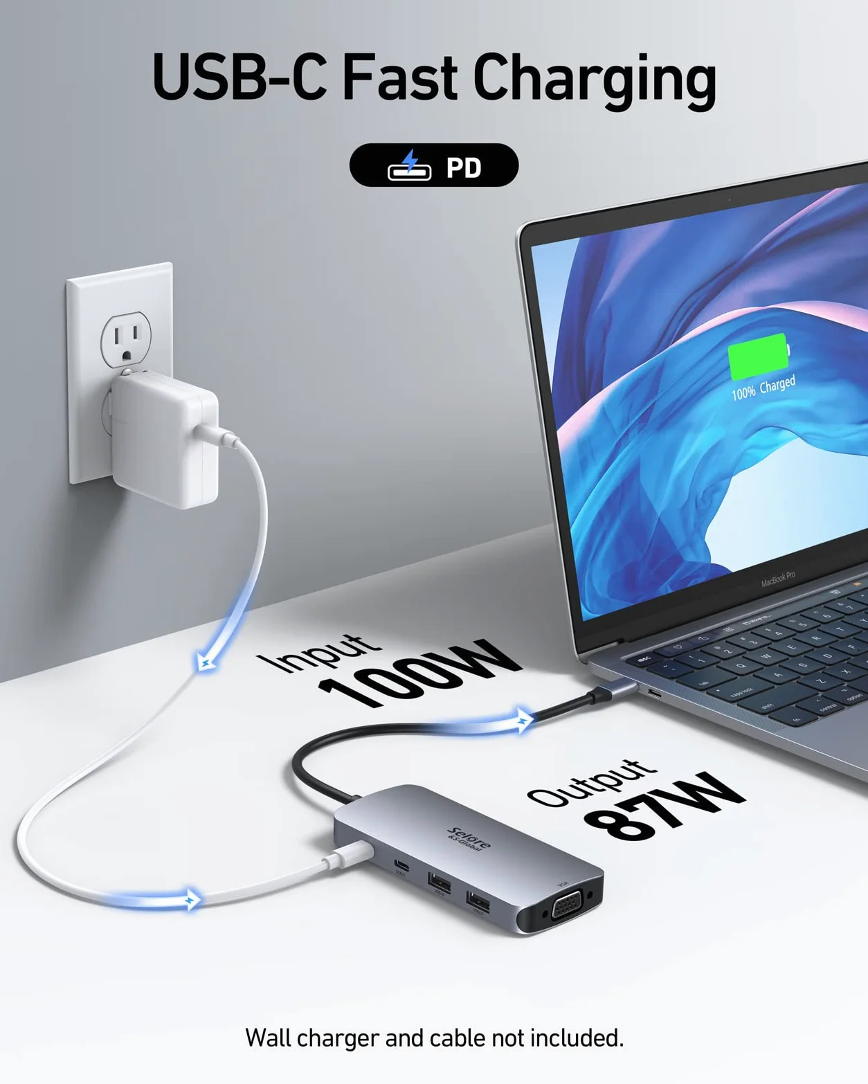 Dock USB C Docking Station USB C Double Moniteur, HUB USB C Dual HDMI | Multiport Stations d'accueil USB C DisplayPort/VGA, PD 100W Charge, 2*USB A/C 2.0 pour MacBook Dell Lenovo Microsoft