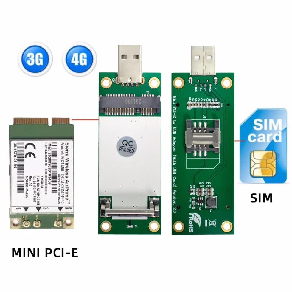 CY Adaptateur Mini PCI-E sans fil WWAN vers USB Carte avec emplacement pour carte SIM Module Outils de test pour 3G/4G/5G LTE