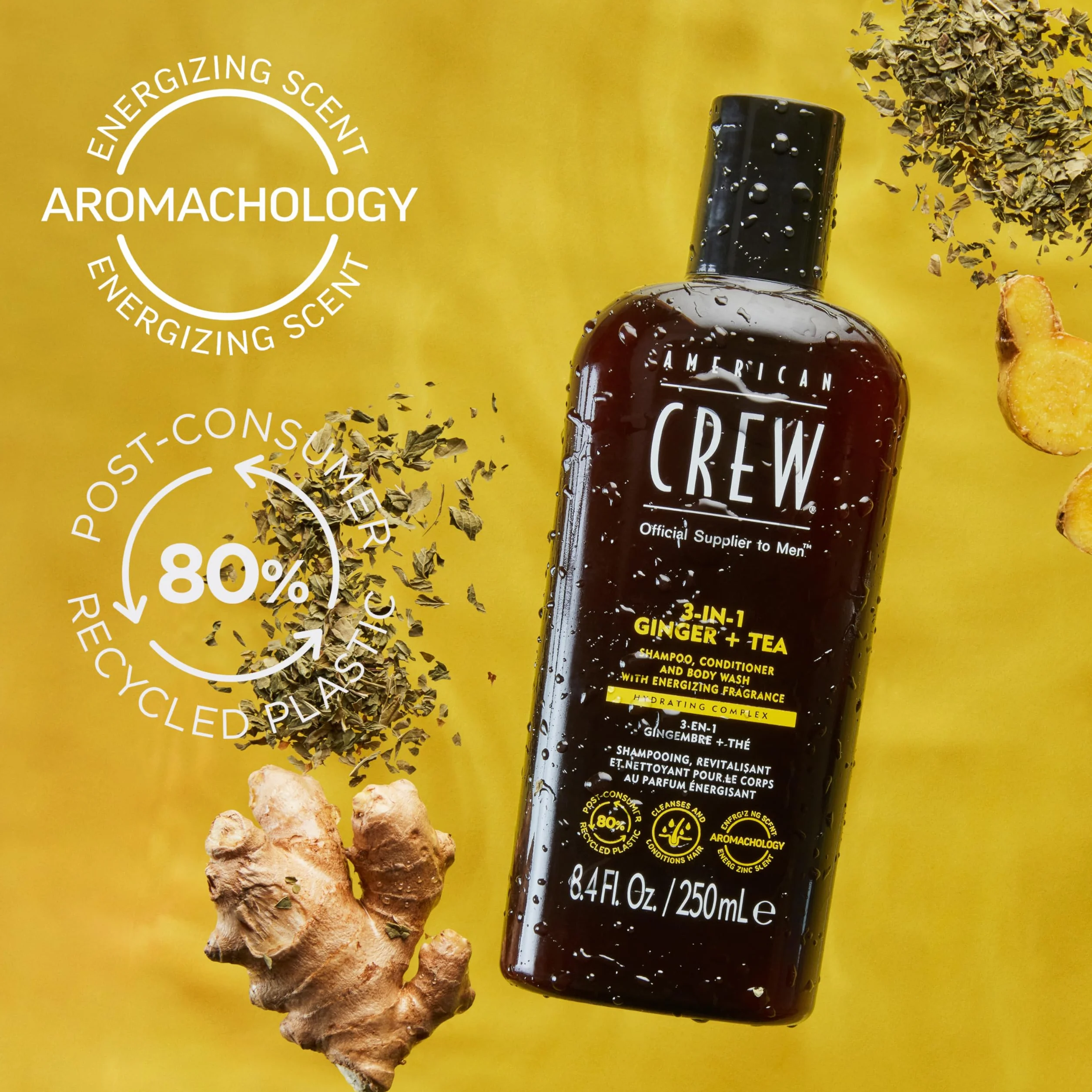 American Crew Shampoing 3 en 1 Shampooing Après-Shampoing Gel Douche Cheveux Corps 1L