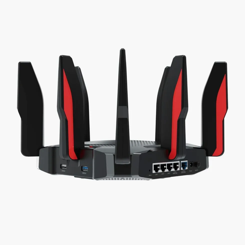 TP-Link AX6600 Tri-Band Wi-FI 6 Gaming Router with 4* Gigabit Ports+1 * 2.5 Gbps Port, WiFi Speed up to 6600Mbps, 2 USB Ports, Quad-Core CPU, Ideal for Gaming Xbox/PS4/Steam & 4K (Archer GX90)