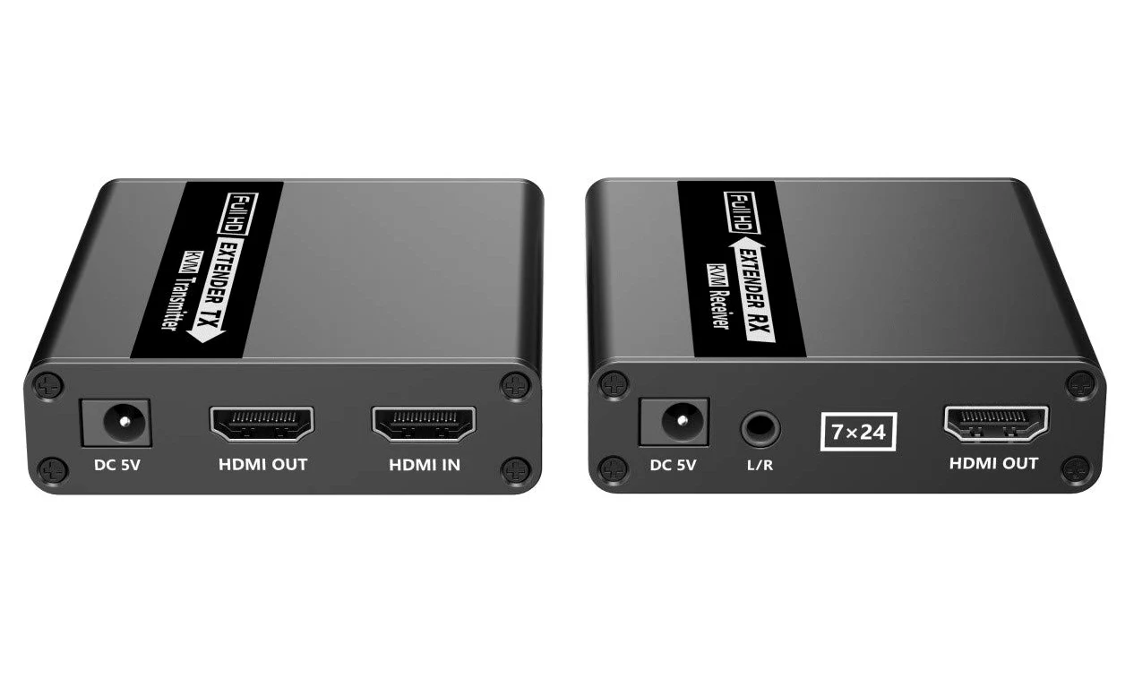 PremiumCord Extension KVM HDMI jusqu'à 70 m avec Transmission USB Via câble Patch Cat6/Cat6A/Cat7, boîtier en métal, Compatible avec Full HD 1080p 60 Hz