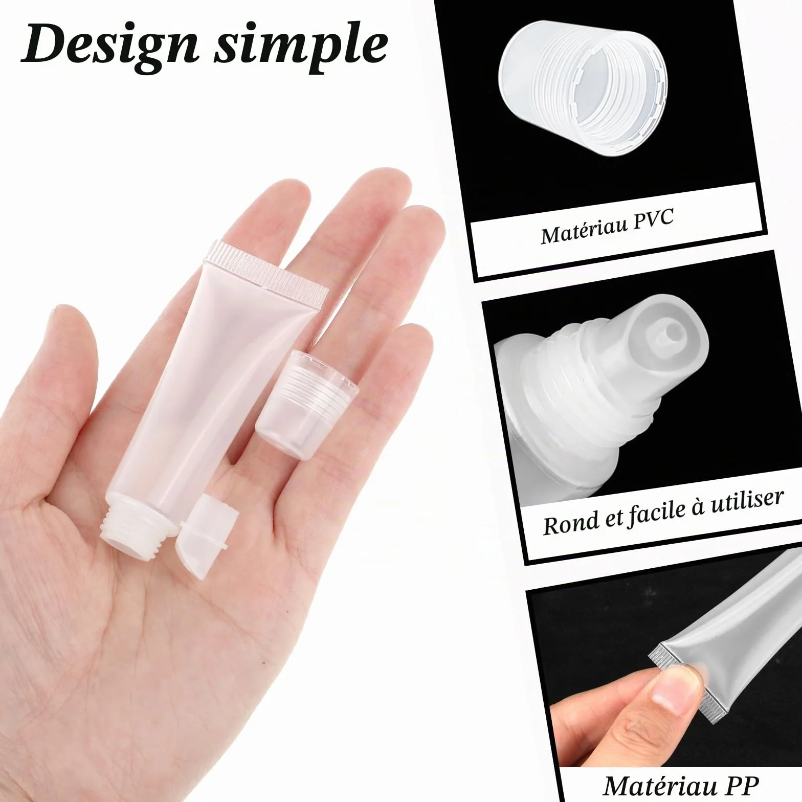 Lot de 5 tubes vides conteneurs souples pour dentifrice de voyage mini flacons cosmétiques rechargeables