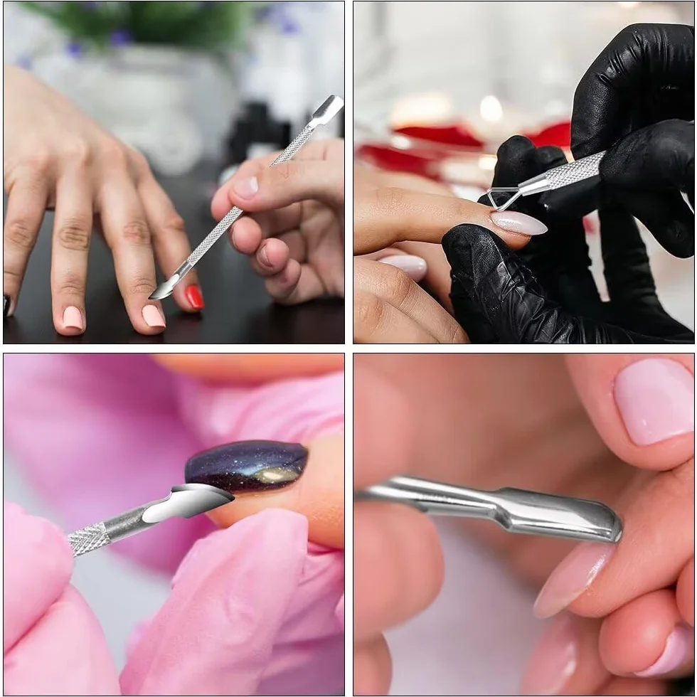 Kit d'outils de manucure Repousse-cuticules, lot de 2 outils double tête pour enlever cuticules et grattoir vernis gel UV