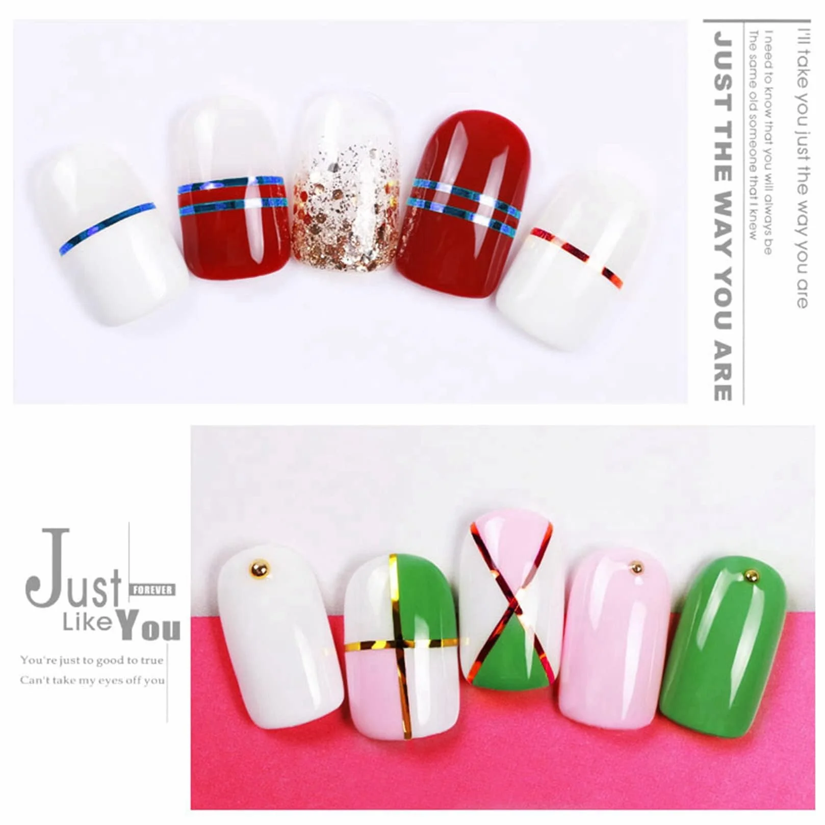 Set 6 Rouleaux Lignes De Ruban Adhésif À Rayures Nail Laser Décalcomanies Auto-adhésives 1 Mm Accessoires Manucure