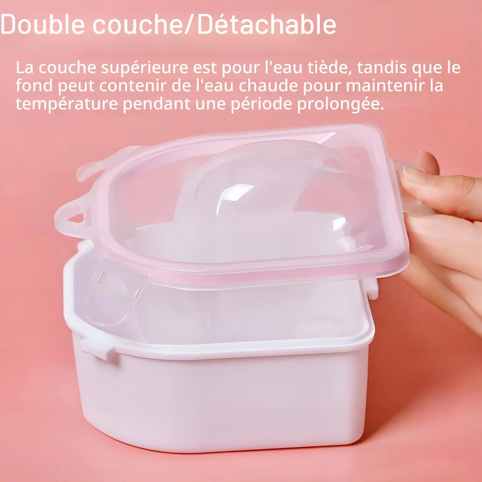 Lot de 2 bols de trempage pour ongles - Rose - Pour nail art, manucure, spa