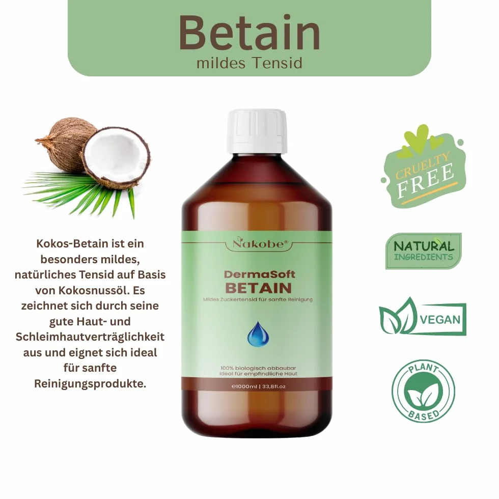 Cocamidopropyl Betaine 1000 ml – Tensioactif pour cosmétiques naturels, fabrication de savon, shampoing DIY, gel douche