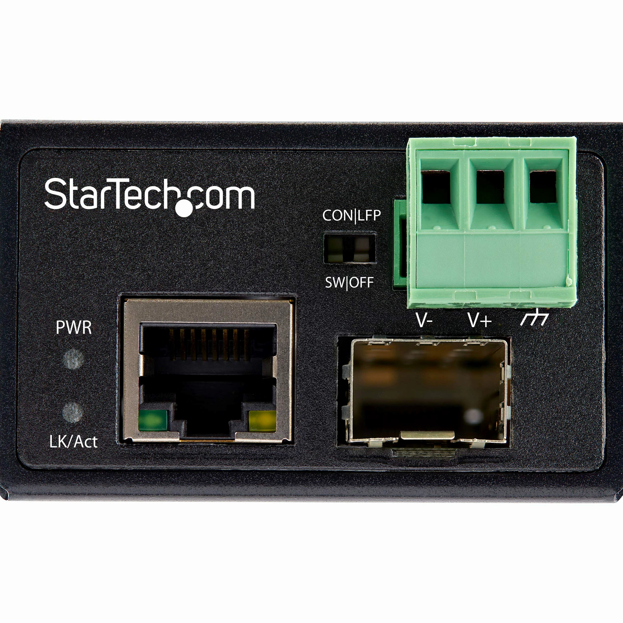 StarTech Convertisseur Fibre RJ45 Industriel, 100Mbps SFP (IMC100MSFP) | Monomode ou multimode, 18-36V CA/12-56V CC, IP-30, -40 à +75C, MTBF 500000h