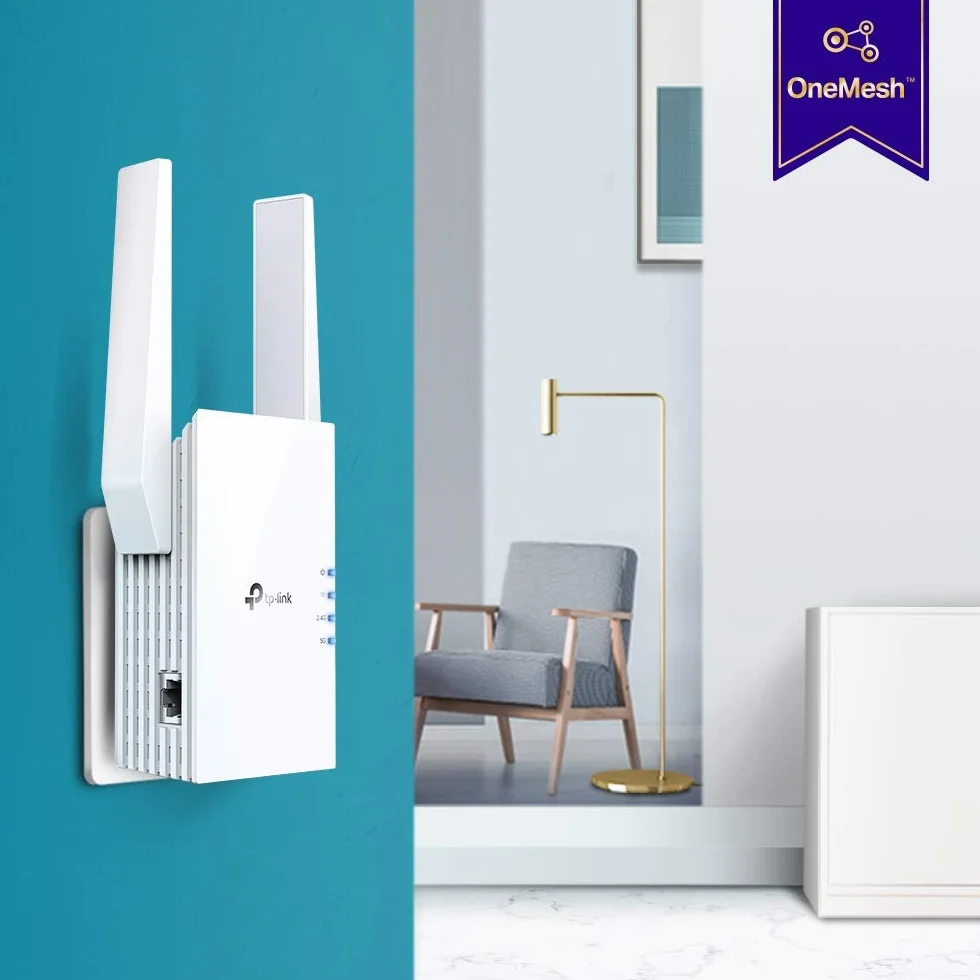 TP-Link Répéteur WiFi 6 RE605X, Amplificateur WiFi AX1800 Mbps, Port Ethernet Gigabit, Repeteur WiFi Puissant, Compatible avec Les Box Internet, Profitez sans Changer Votre Box