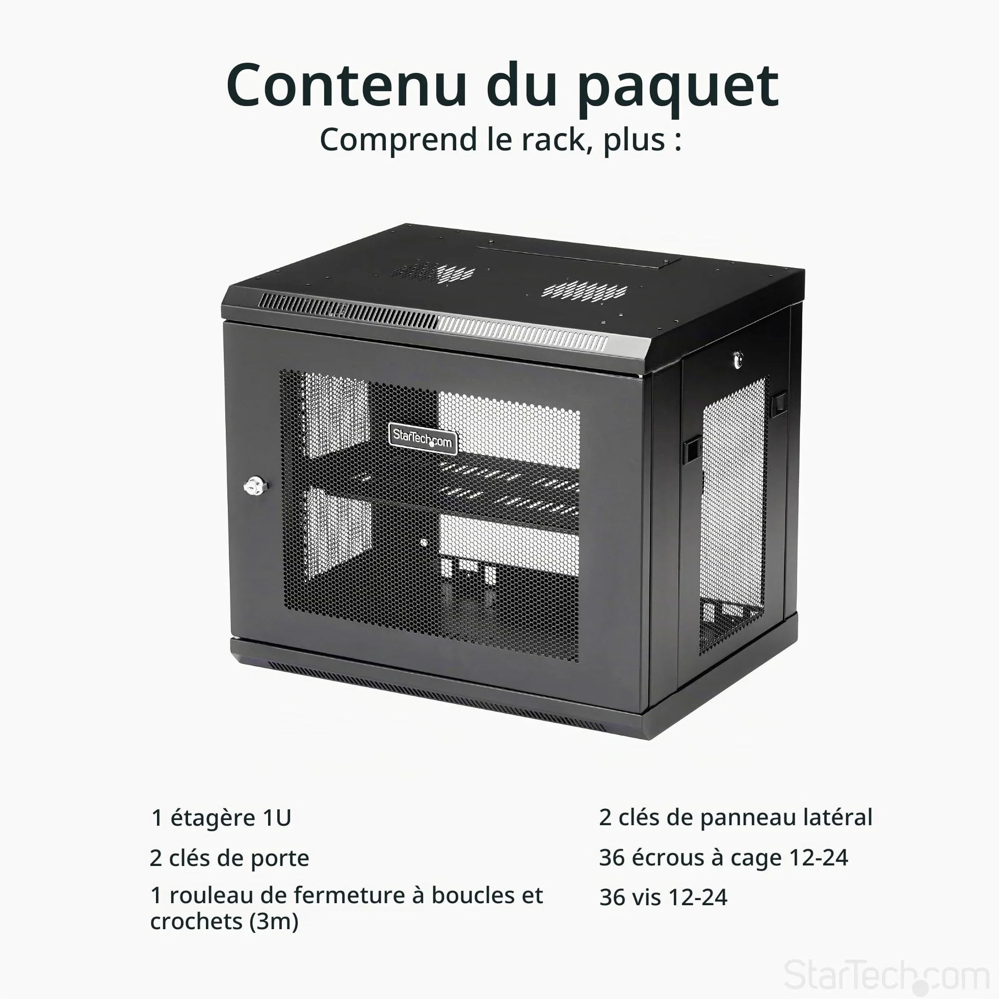 StarTech Armoire Réseau Murale 9U 2 Montants 19", Étagère 1U (RK9WALM) | Baie serveur murale verrouillable, Kit rack 19 pouces, Équipement IT et Data, Acier SPCC, Refroidissement ventilé