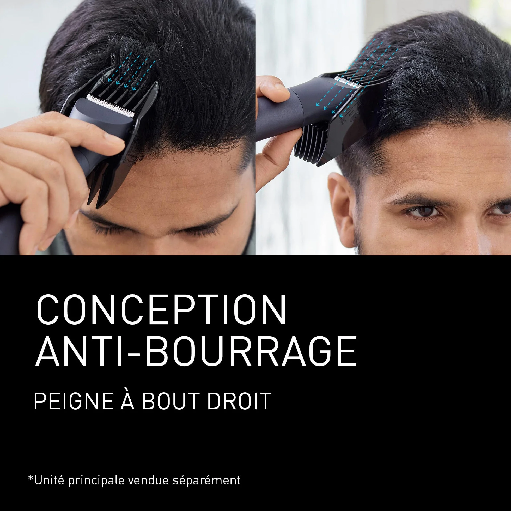 Panasonic ER-CHC1-A301 MULTISHAPE Accessoire Tête de Tondeuse à Cheveux avec lames professionnelles, 15 Réglages de Longueur, 4 Peignes, Noir