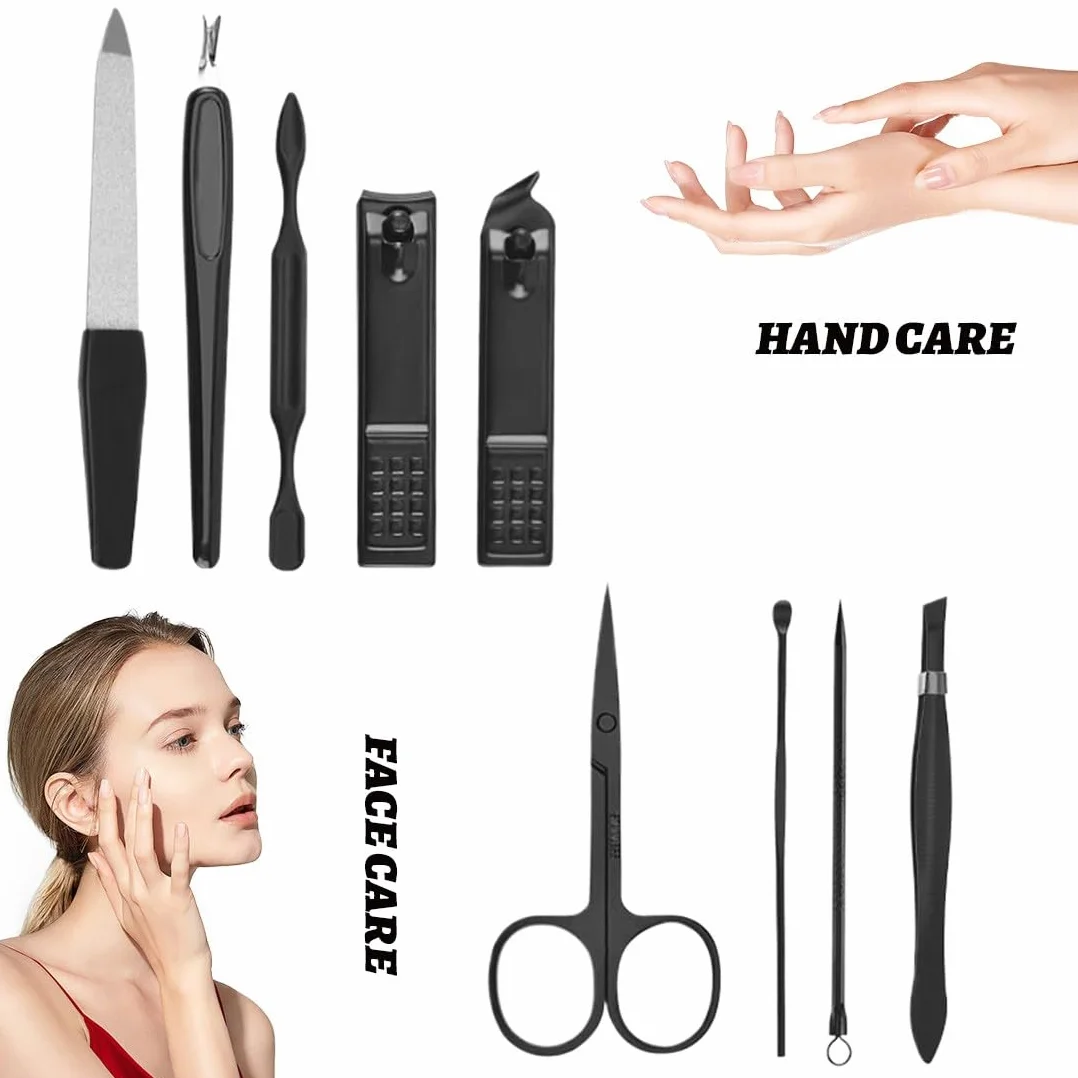 Kit Manucure Pédicure Professionnel 9 Pièces, Coupe-Ongles Acier Inoxydable avec Boîte de Voyage