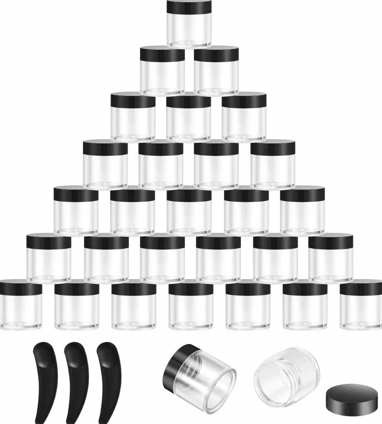Pots Vide Cosmétiques 10g Plastique Transparente avec Couvercle pour Bougie Échantillon, 30 Pièces