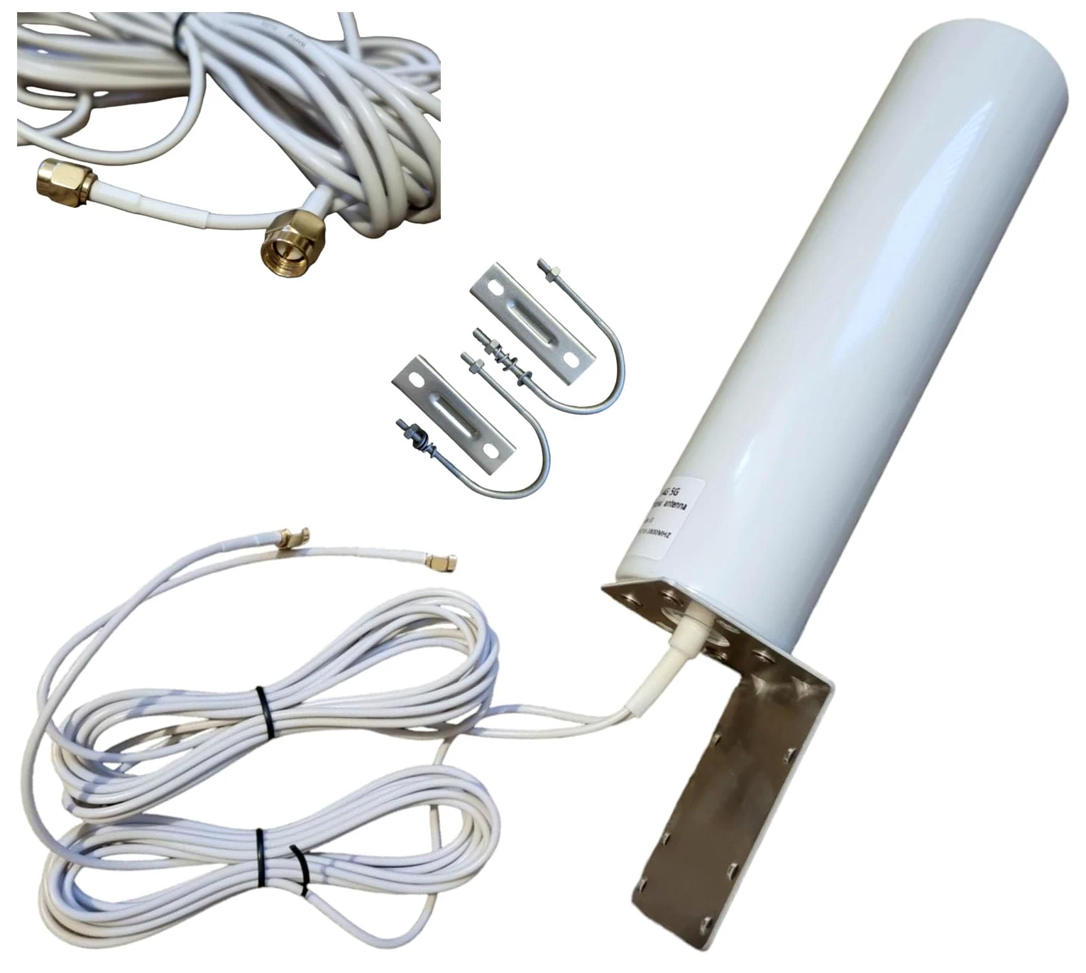 TKSTAR Antenne extérieure LTE 4G 5G MIMO 2X SMA blanche Amplificateur avec câble d'extension de 2 x 3 m avec support mural Convient pour Fritzbox 6850 5G Nighthawk M5