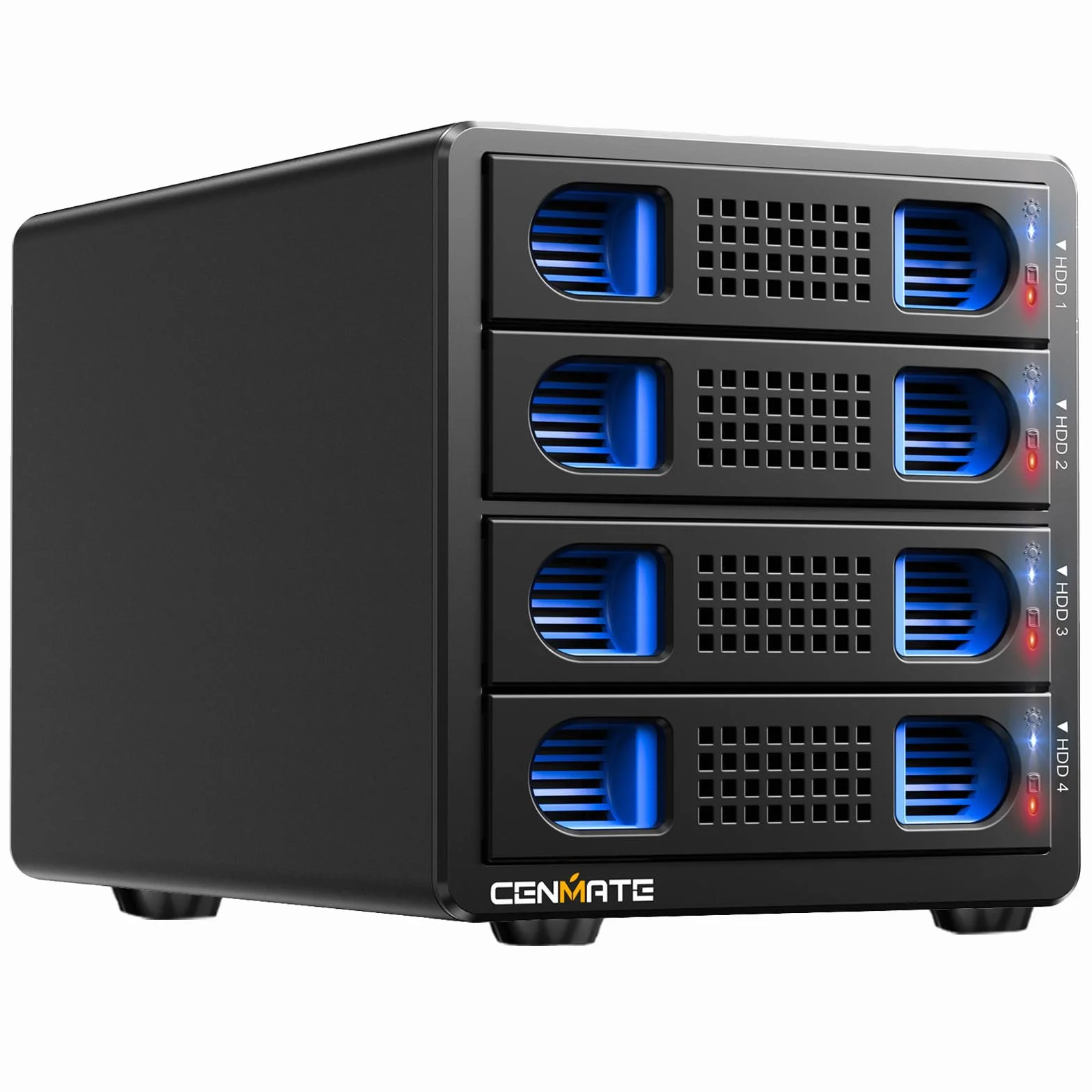 Boîtier Raid, CENMATE Boîtier de Disque Dur 4 Baies pour 2,5/3,5 SATA HDD/SSD avec Câble USB A/C 3.0, Boîtier de Disque Dur Externe Compatible avec Une Capacité de 80To, 8 Modes