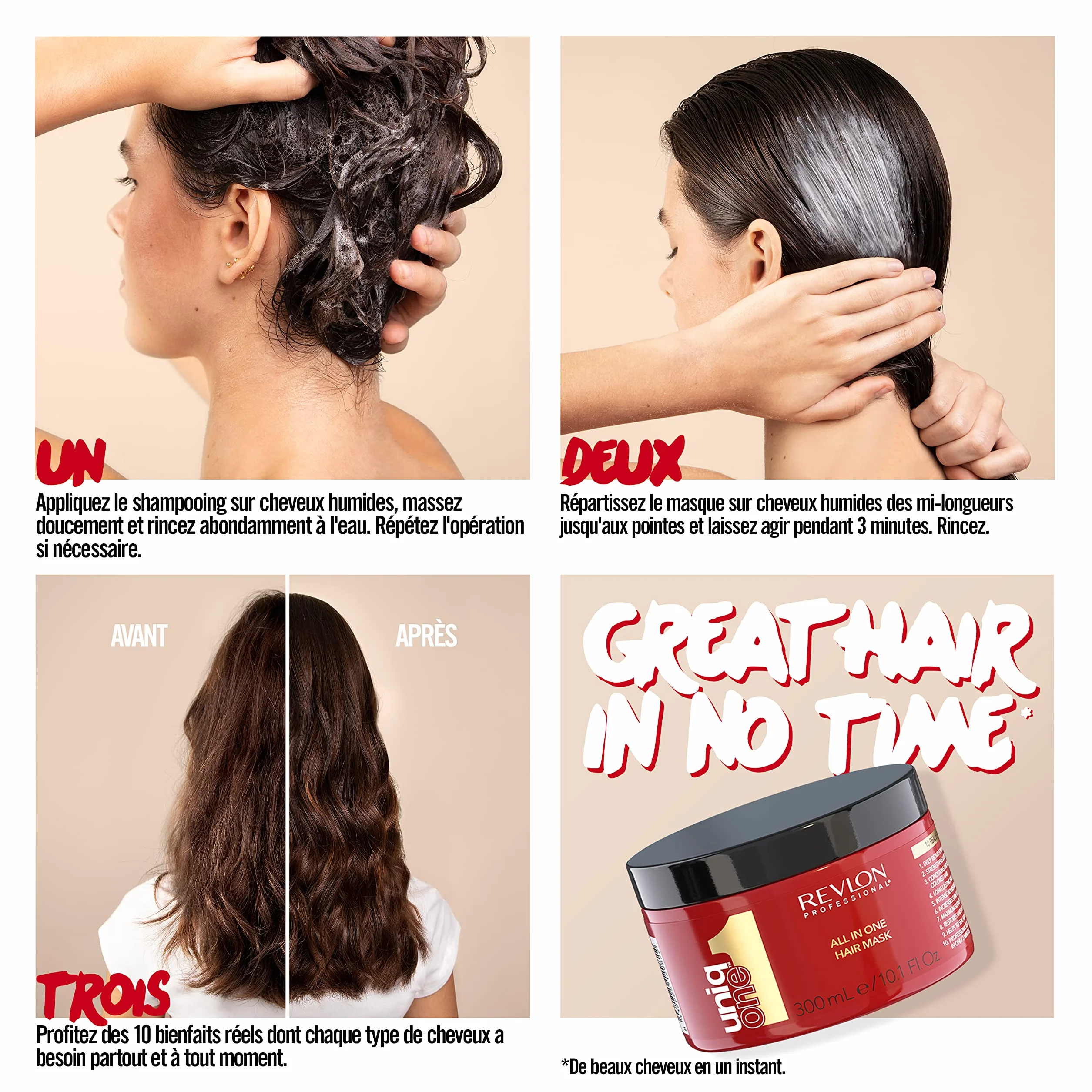 Revlon Professional UniqOne Protecteur de Chaleur Cheveux Masque Réparateur Instantané 10 Bienfaits 300 ml