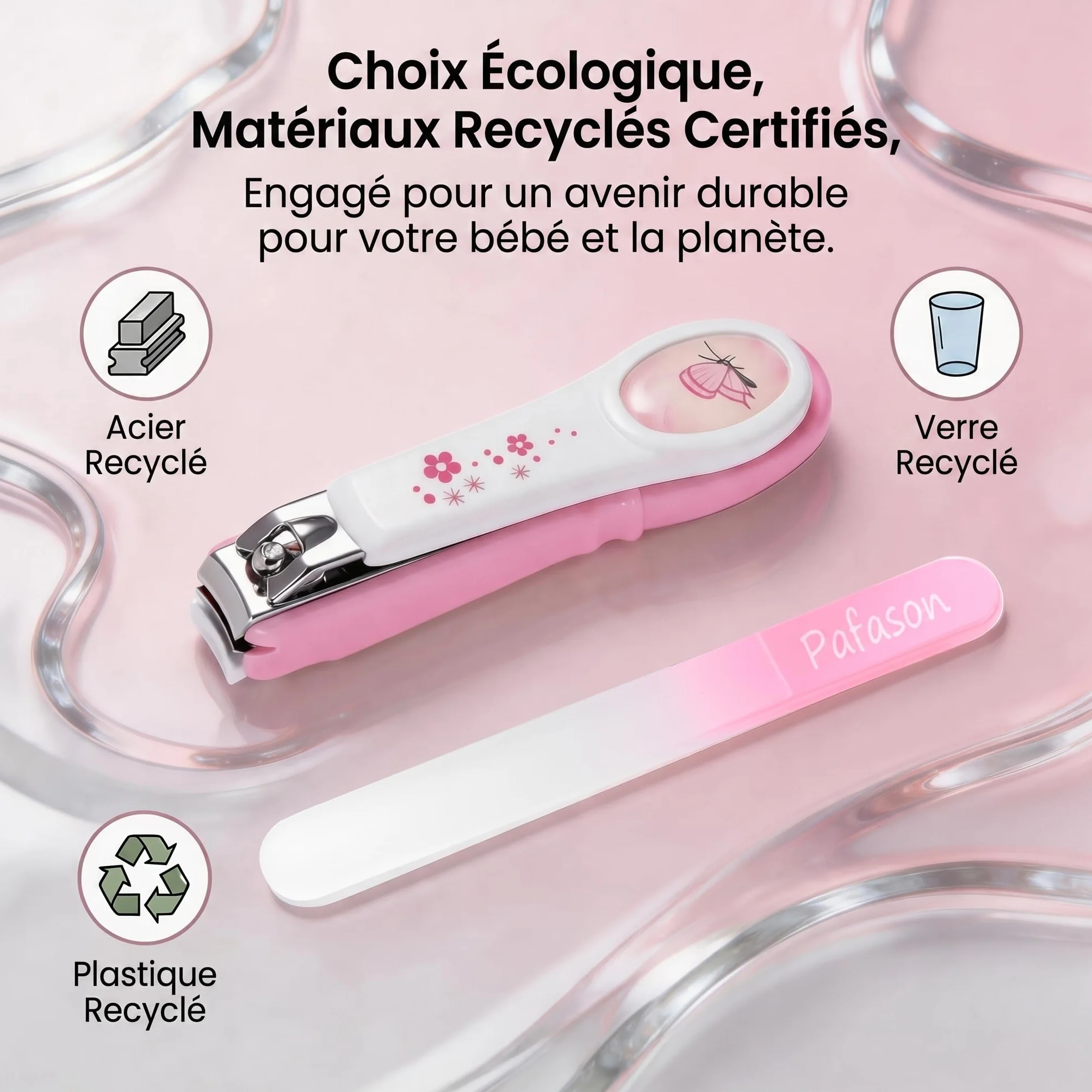 PAFASON Coupe-ongles Bébé Sécurité avec Attrape-ongles et Lime en Verre pour Nourrisson Nouveau-nés