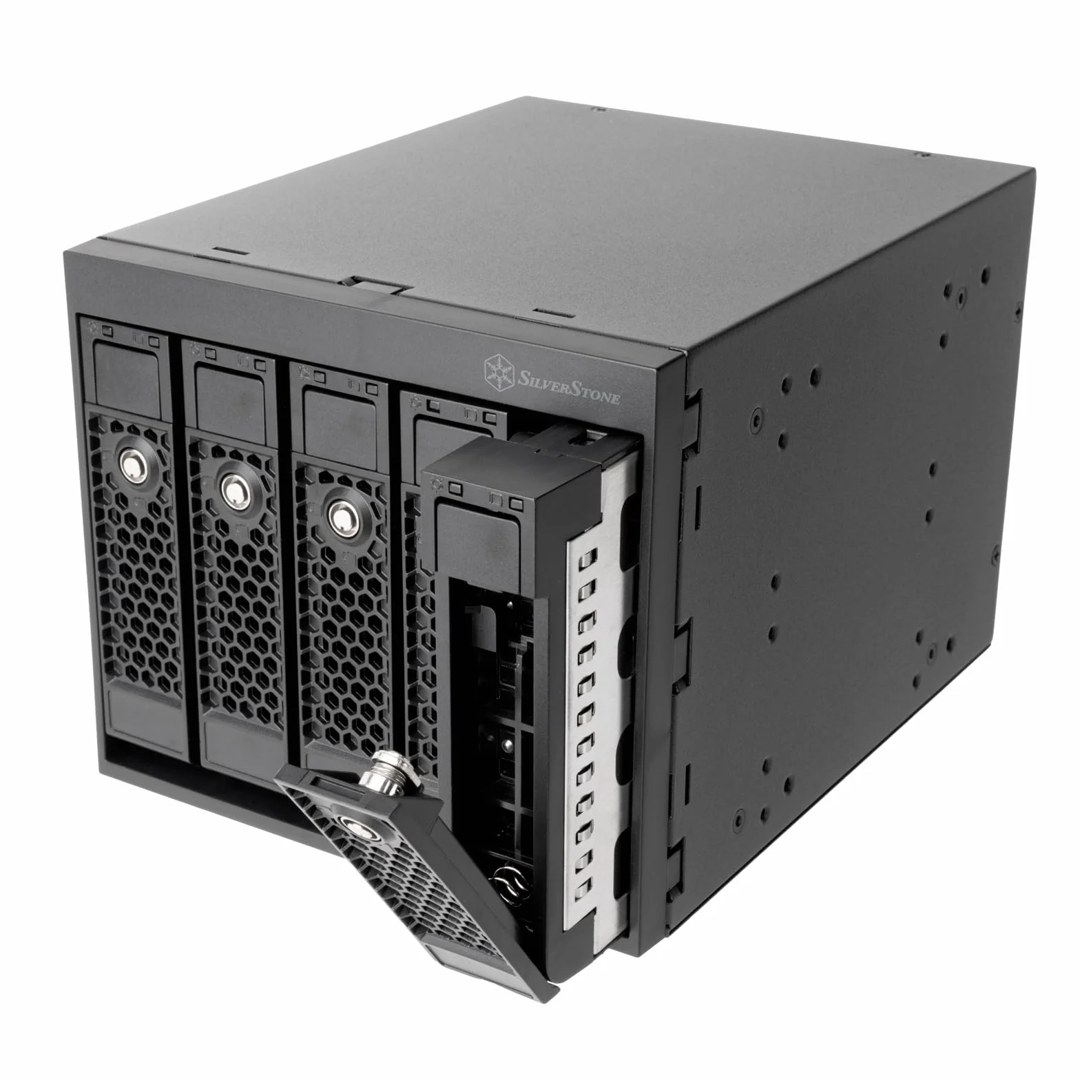 Silverstone SST-FS305B-E -Cage d’Adaptateur Hot-Swap SAS-12G / SATA 6Gbit/s de Trois Baies de 5,25" à Cinq Baies de 3,5", SST-FS305B-E (Noir+Noir)