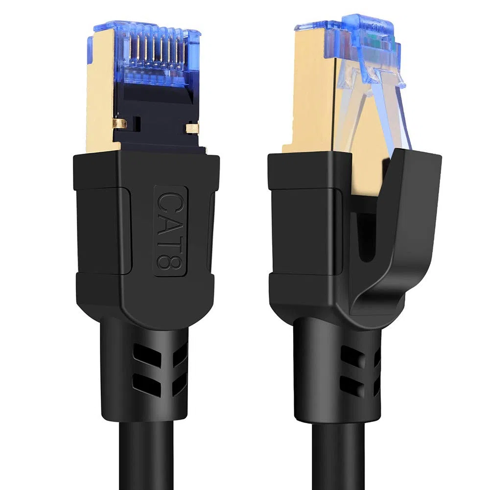 Câble Ethernet Cat8 haut débit avec connecteur RJ45 plaqué or, compatible avec Cat7 Cat6, Gigabit S/FTP LAN