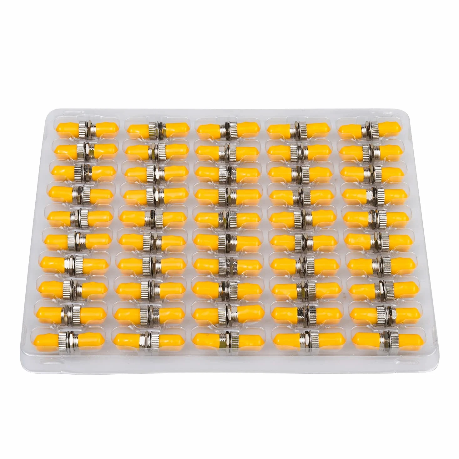 Lot de 50 coupleurs de fibre optique ST vers ST - Simplex monomode multimode - Capuchon jaune