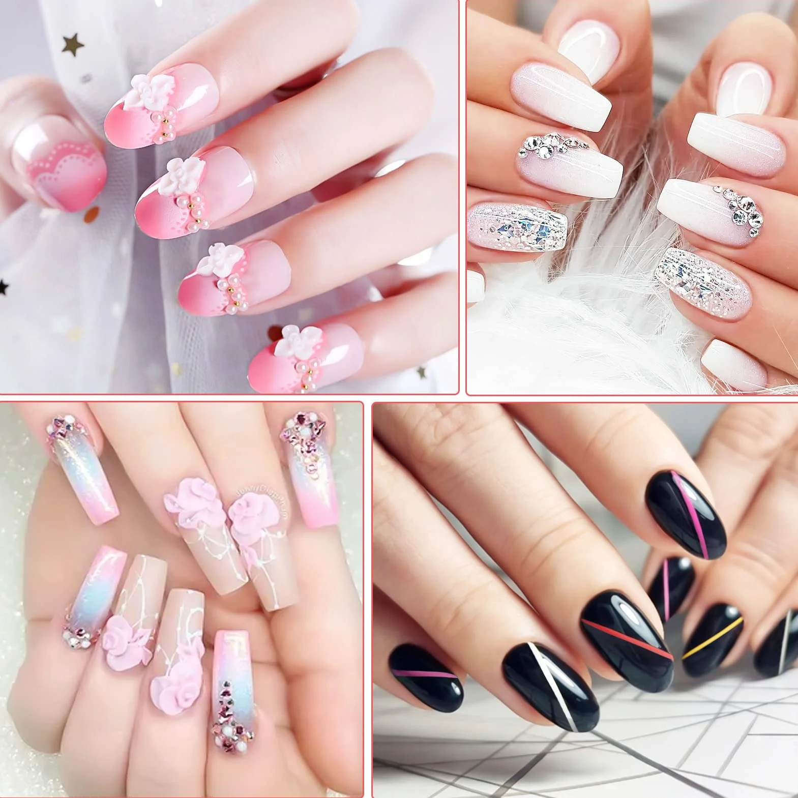 Kiiwah Kit Nail Art Design 31 Pièces Pinceau à Ongles Dotting Pens Strass Striping Tape Manucure