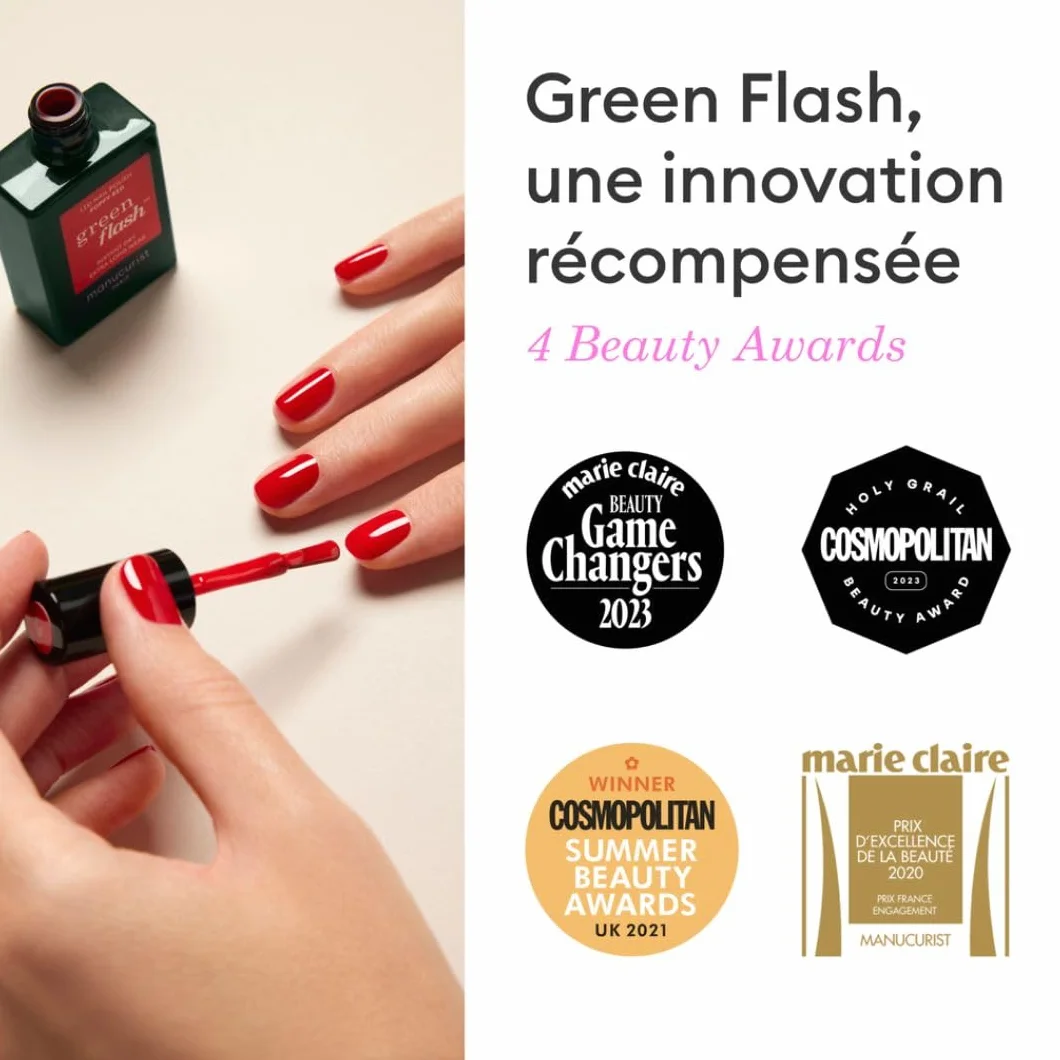 Manucurist Top Coat Green Flash™ Vernis Semi Permanent 12-free Vegan 84% Bio-Sourcés 15 ml