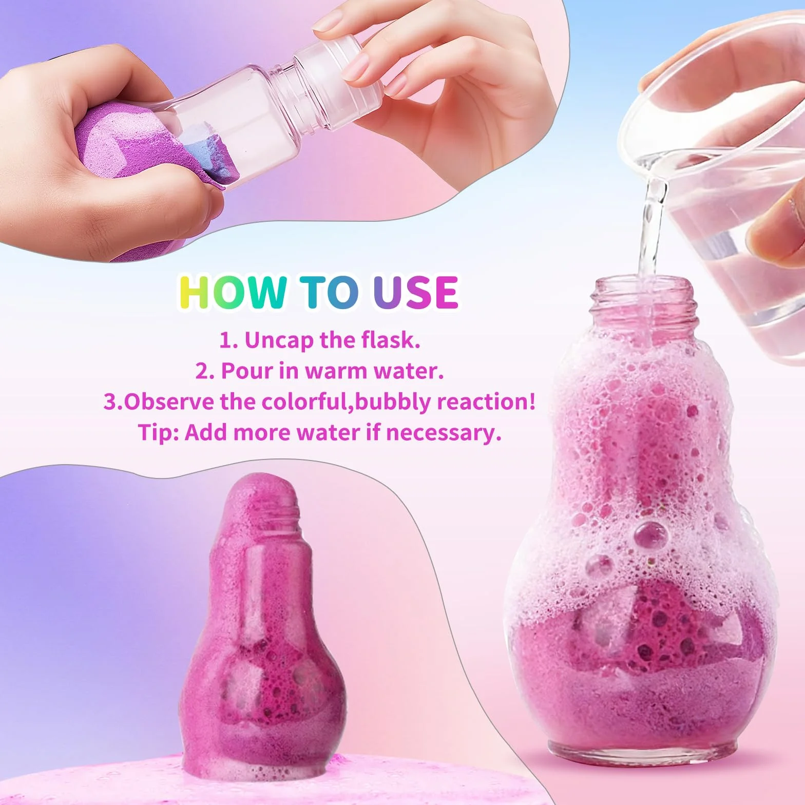 Bombes de Bain Enfants Kit Magic Potion Bottle Moussantes Naturelles Biologiques Cadeau Anniversaire Noël Filles Garçons