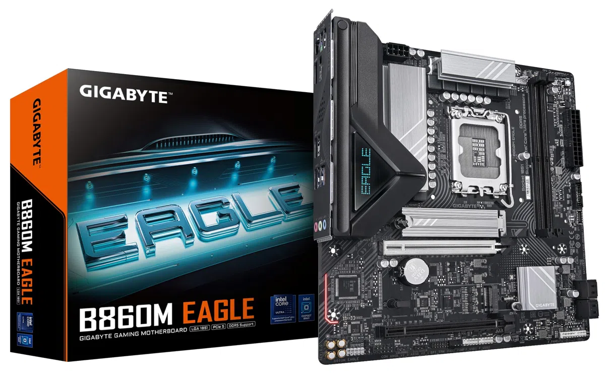 GIGABYTE B860M Eagle Carte mère - Processeurs Intel Core Ultra, VRM 6+1+2+1 Phases, jusqu'à 9066MHz DDR5, 1xPCIe 5.0 + 1xPCIe 4.0 M.2, LAN 2,5 GbE, USB 3.2 Gen 1