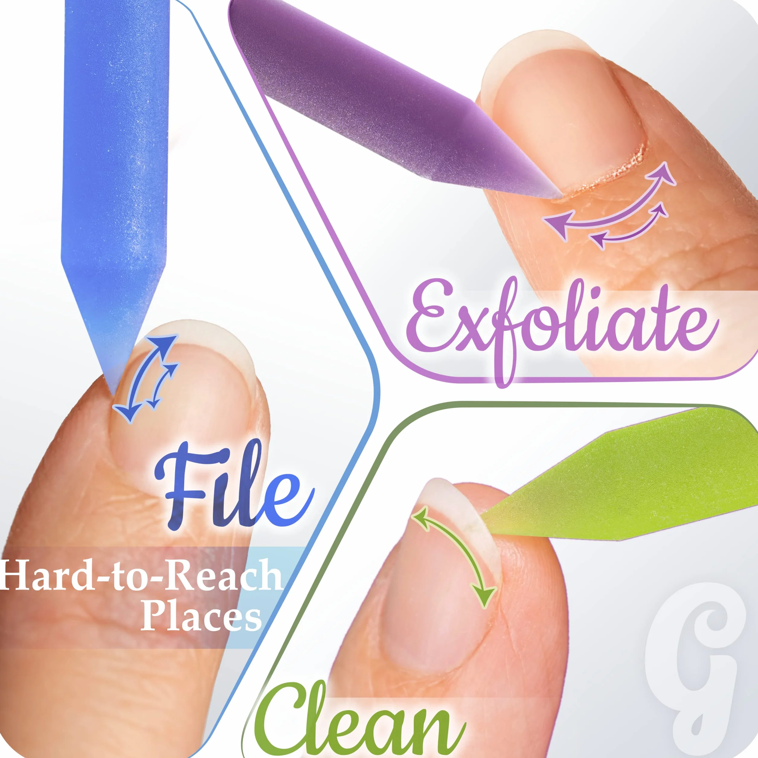 Lime à Ongles en Verre Gladzy - Bâton de Manucure avec Poussoir à Cuticules, Dissolvant Professionnel de Précision